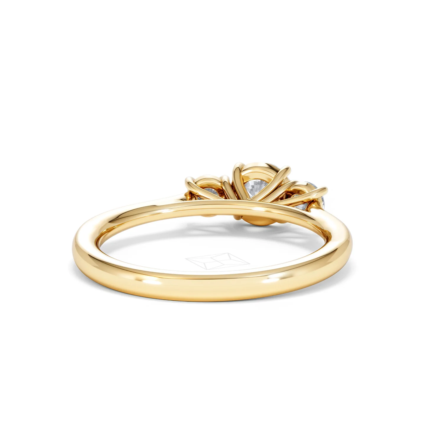 Evoke 3 Stone Round Cut Lab Diamond Ring 0.50ct in 9K Yellow Gold - Image 44