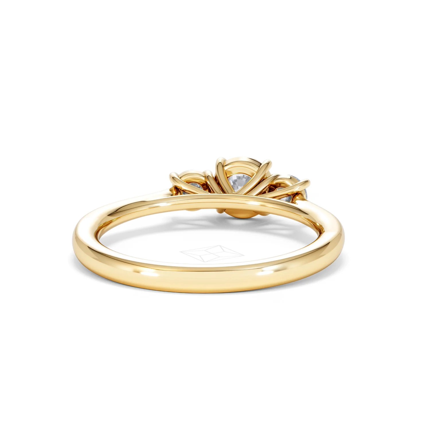 Evoke 3 Stone Round Cut Lab Diamond Ring 0.50ct in 9K Yellow Gold - Image 45