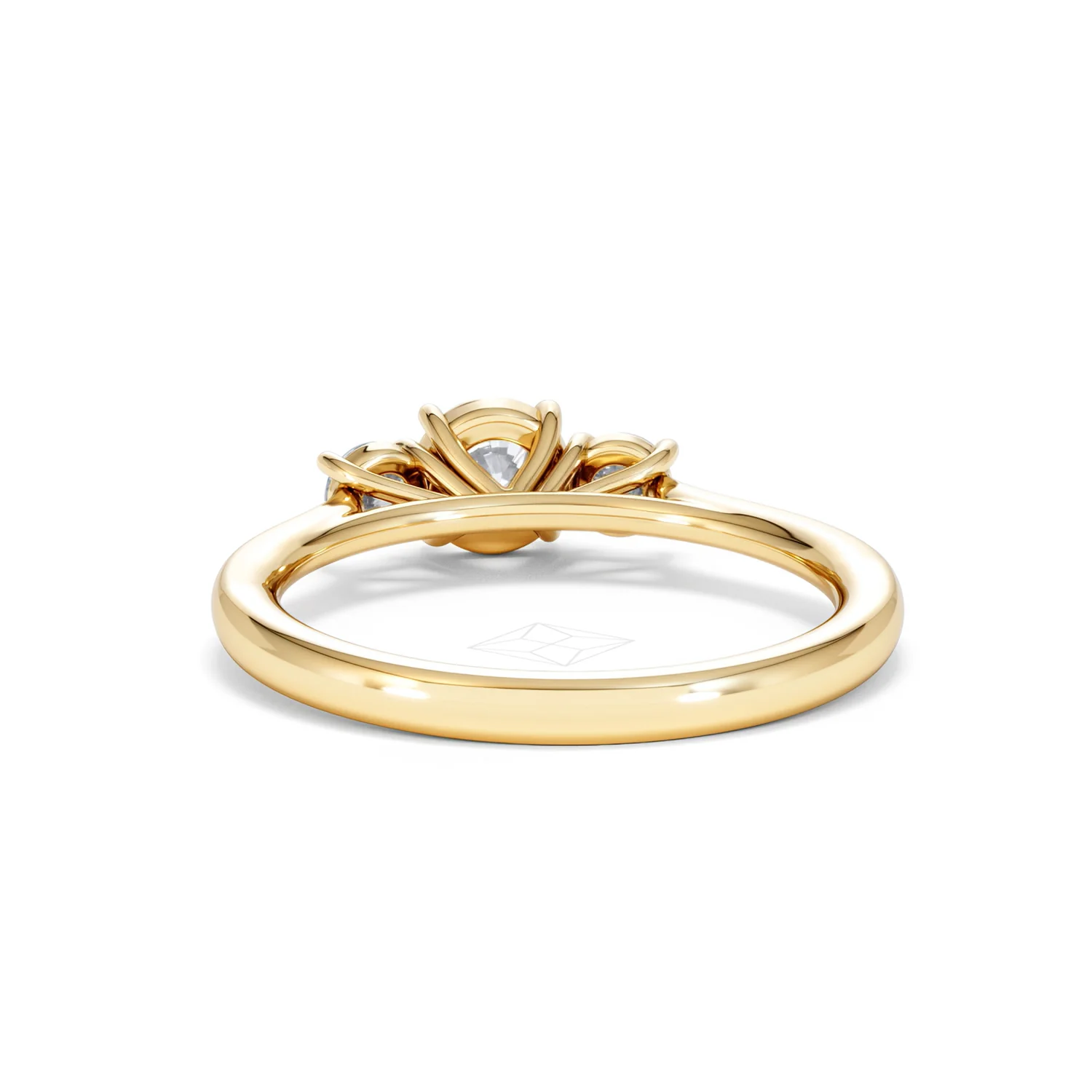 Evoke 3 Stone Round Cut Lab Diamond Ring 0.50ct in 9K Yellow Gold - Image 50