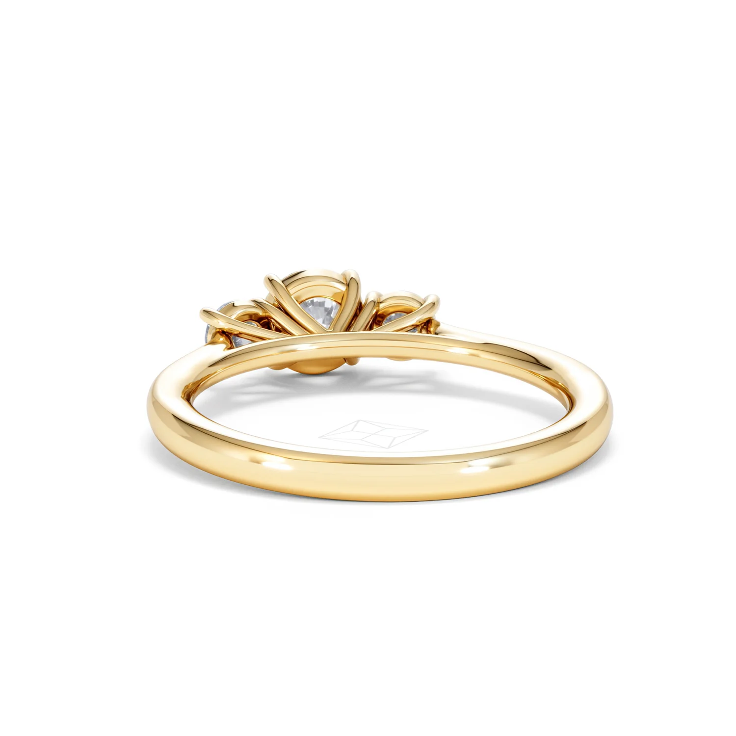 Evoke 3 Stone Round Cut Lab Diamond Ring 0.50ct in 9K Yellow Gold - Image 51