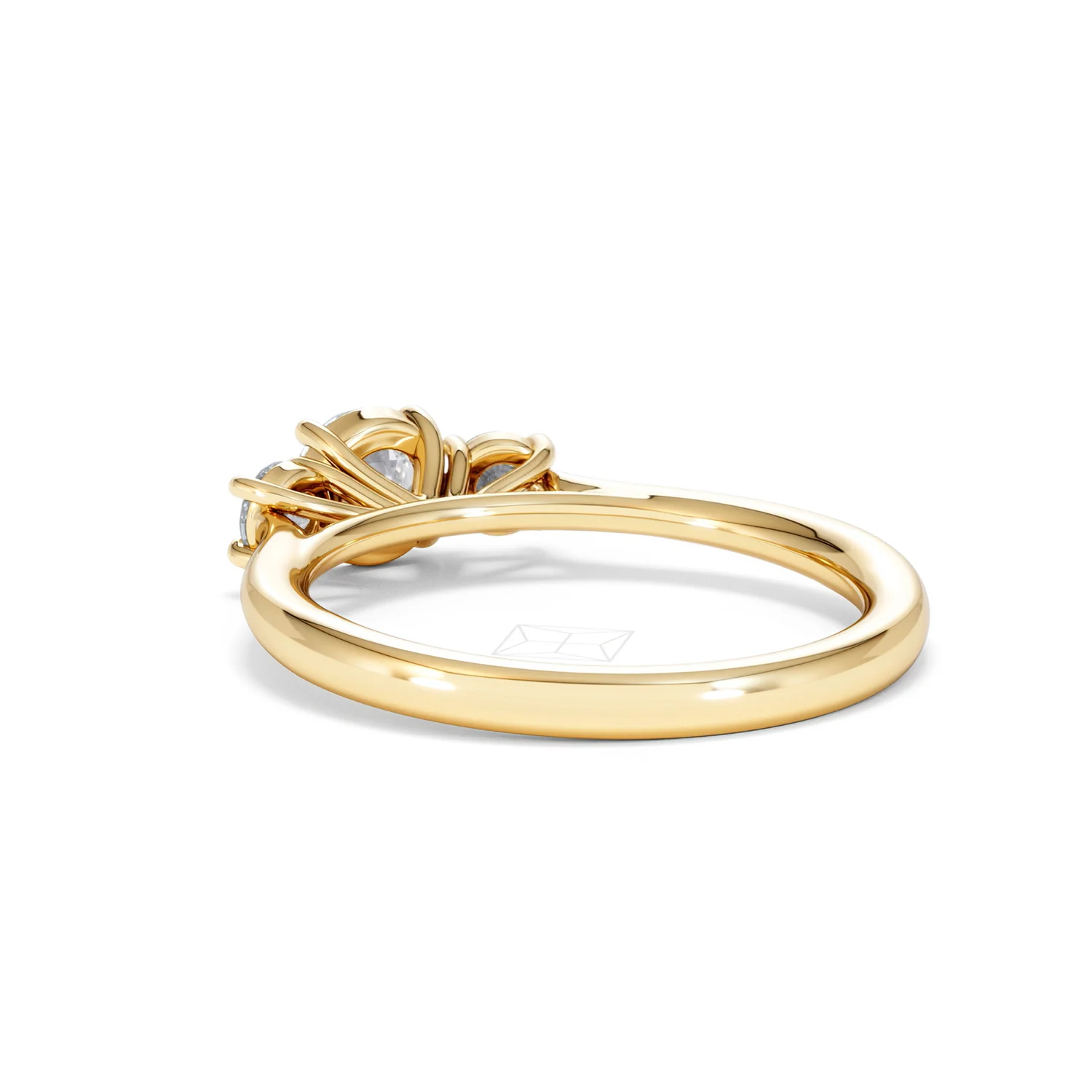 Evoke 3 Stone Round Cut Lab Diamond Ring 0.50ct in 9K Yellow Gold - Image 55