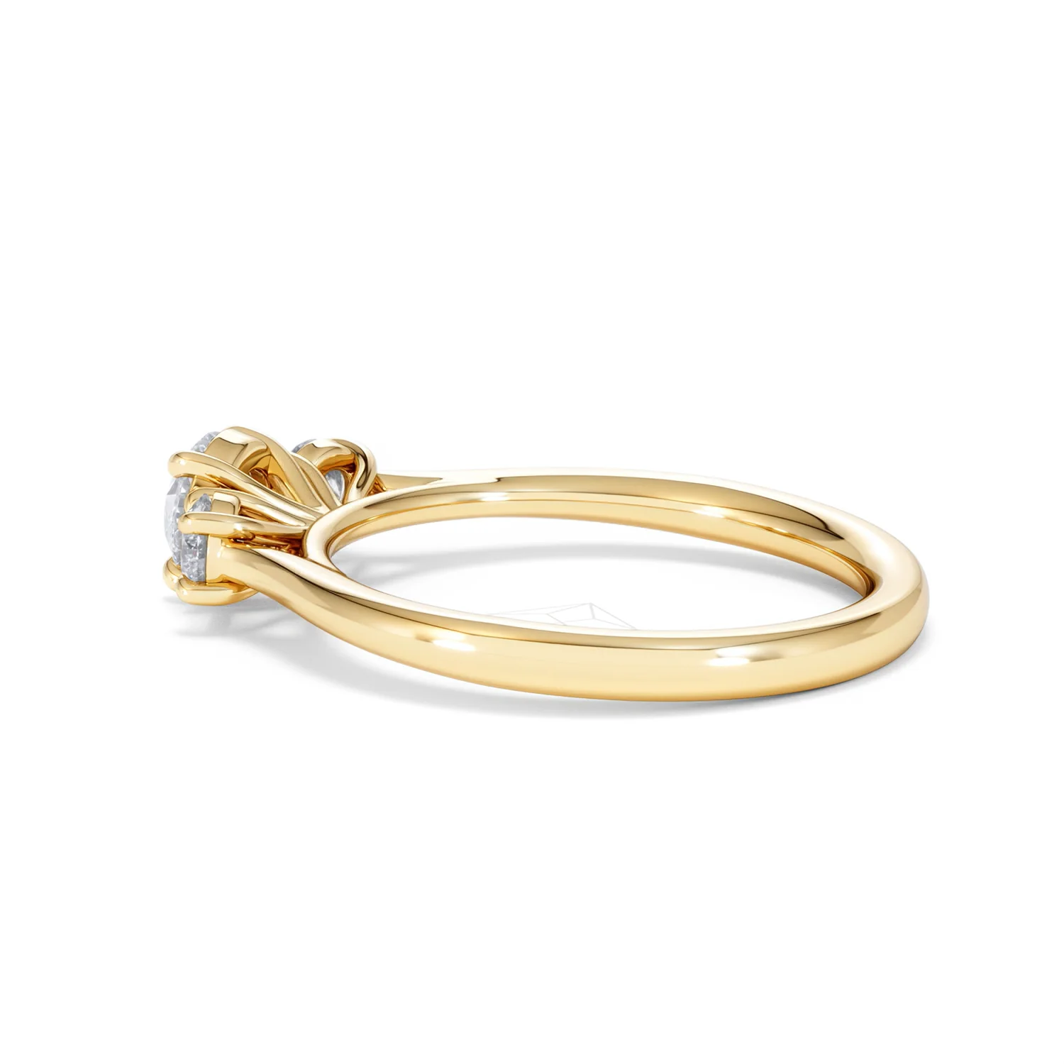 Evoke 3 Stone Round Cut Lab Diamond Ring 0.50ct in 9K Yellow Gold - Image 63