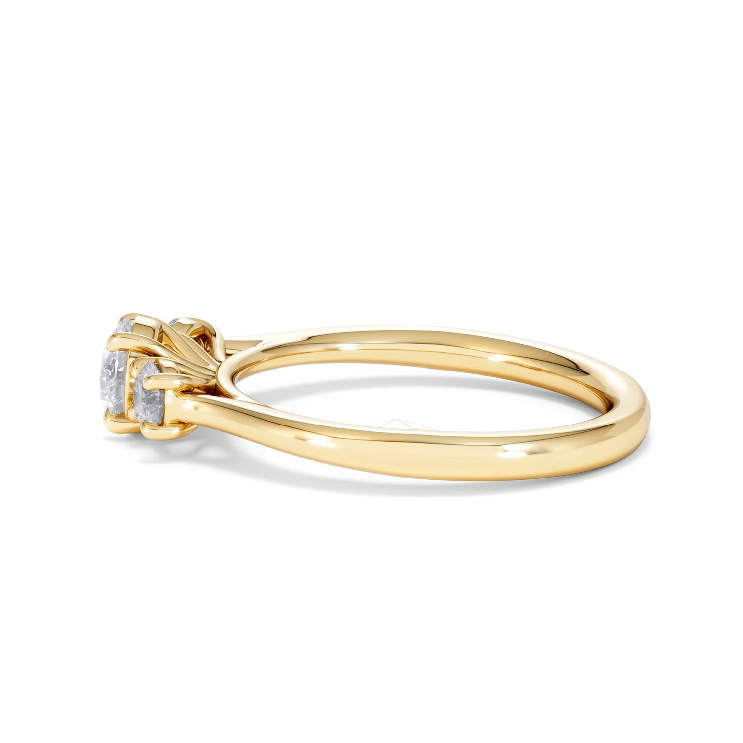 Evoke 3 Stone Round Cut Lab Diamond Ring 0.50ct in 9K Yellow Gold - Image 67
