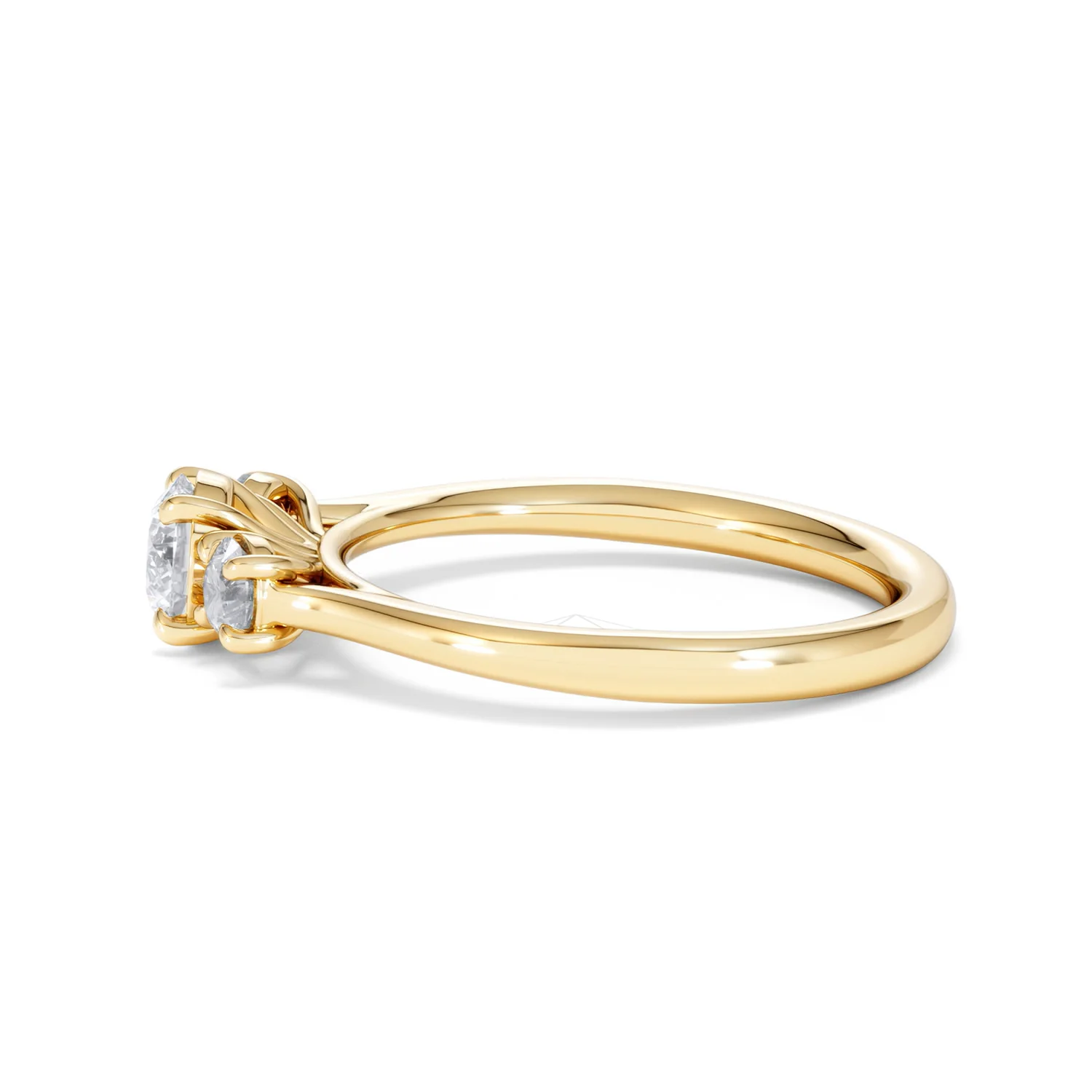 Evoke 3 Stone Round Cut Lab Diamond Ring 0.50ct in 9K Yellow Gold - Image 68