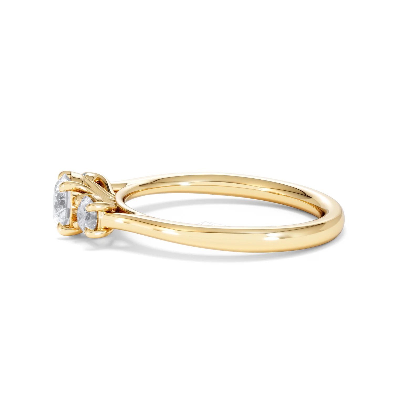 Evoke 3 Stone Round Cut Lab Diamond Ring 0.50ct in 9K Yellow Gold - Image 69