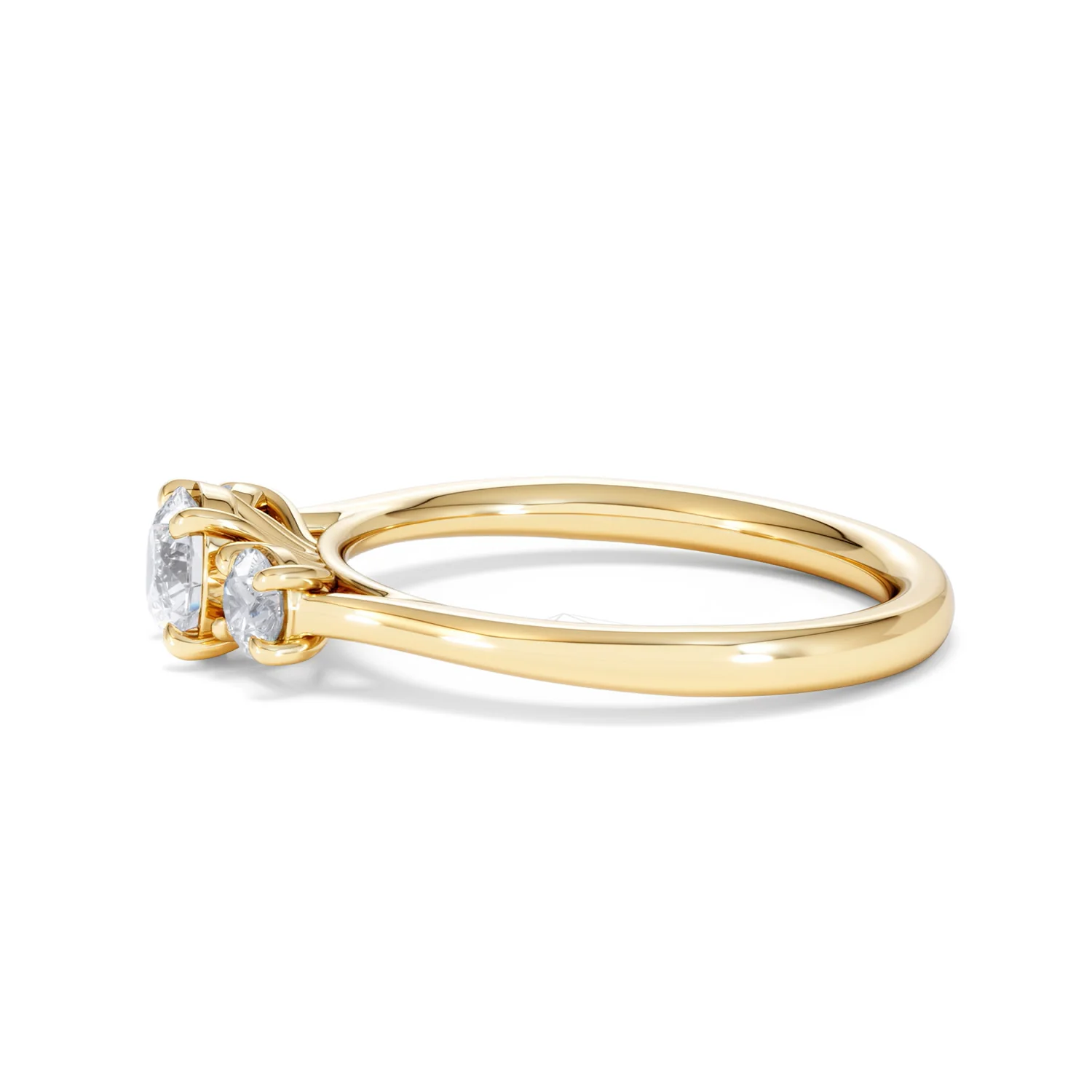 Evoke 3 Stone Round Cut Lab Diamond Ring 0.50ct in 9K Yellow Gold - Image 70