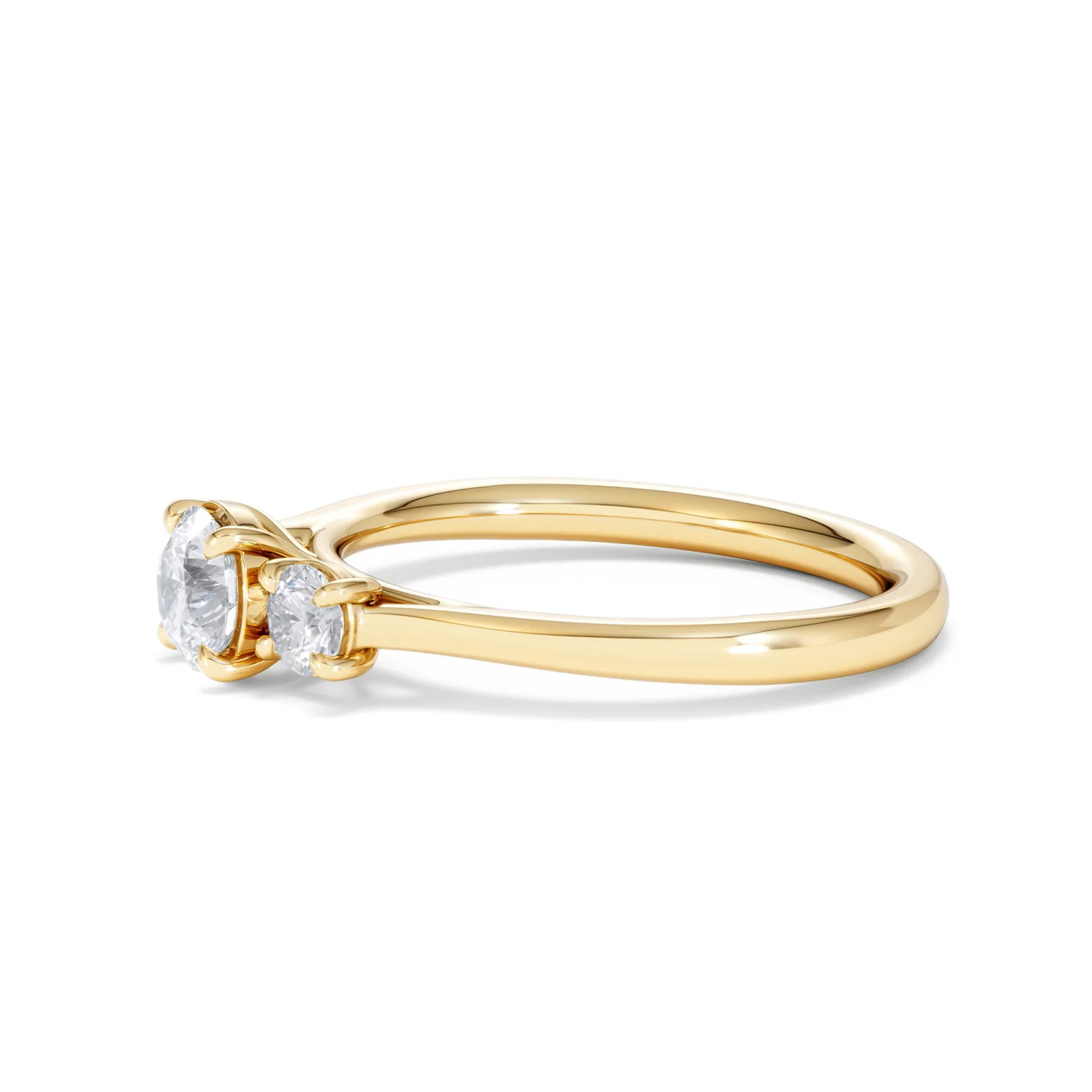 Evoke 3 Stone Round Cut Lab Diamond Ring 0.50ct in 9K Yellow Gold - Image 73