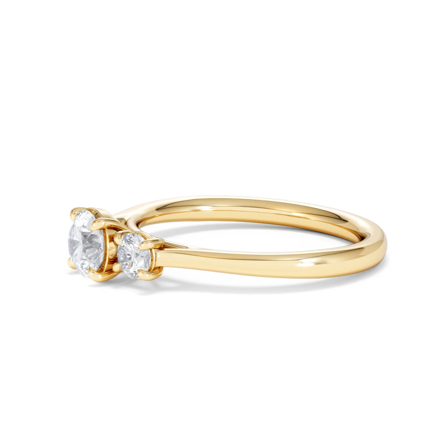 Evoke 3 Stone Round Cut Lab Diamond Ring 0.50ct in 9K Yellow Gold - Image 74