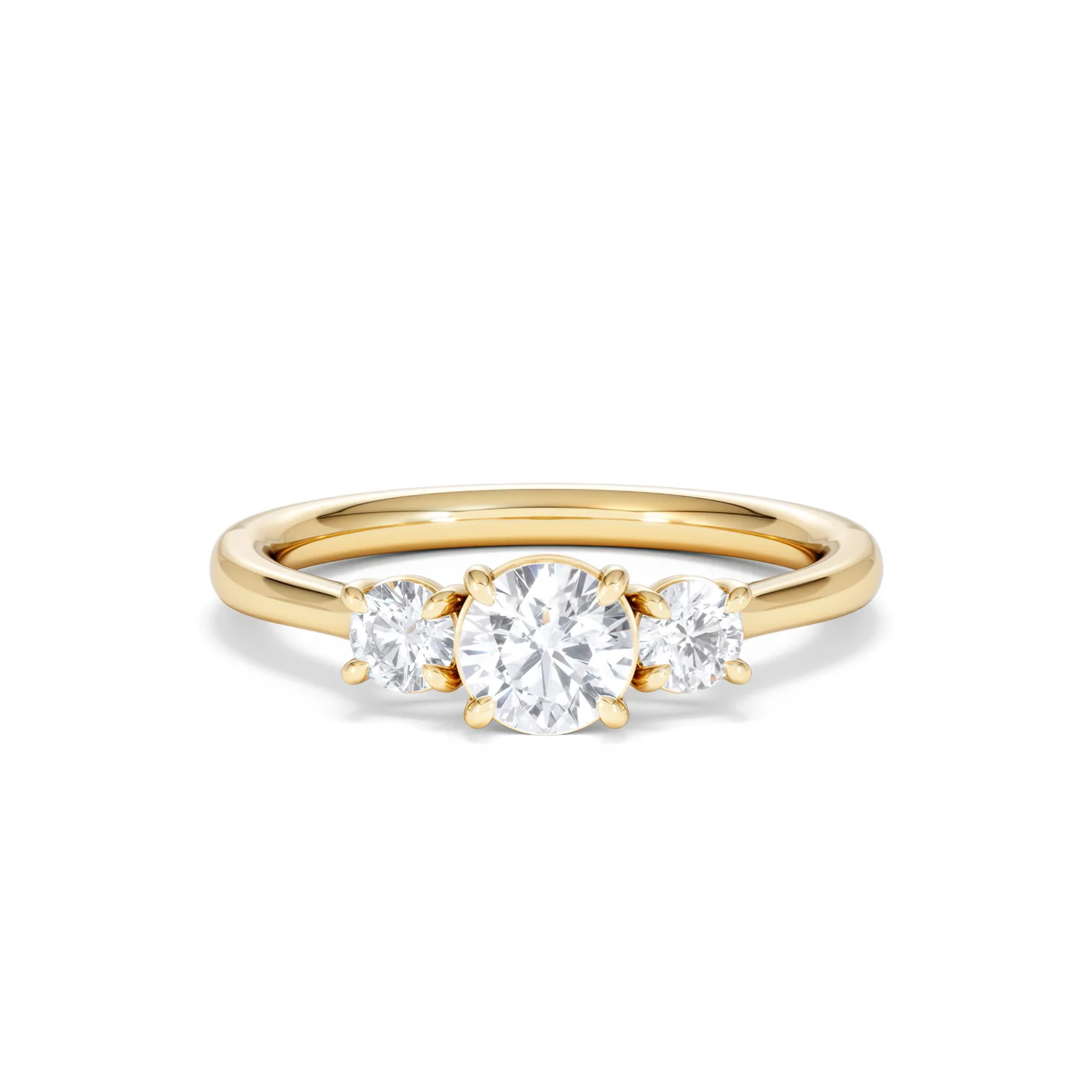 Evoke 3 Stone Round Cut Lab Diamond Ring 0.50ct in 9K Yellow Gold - Image 8