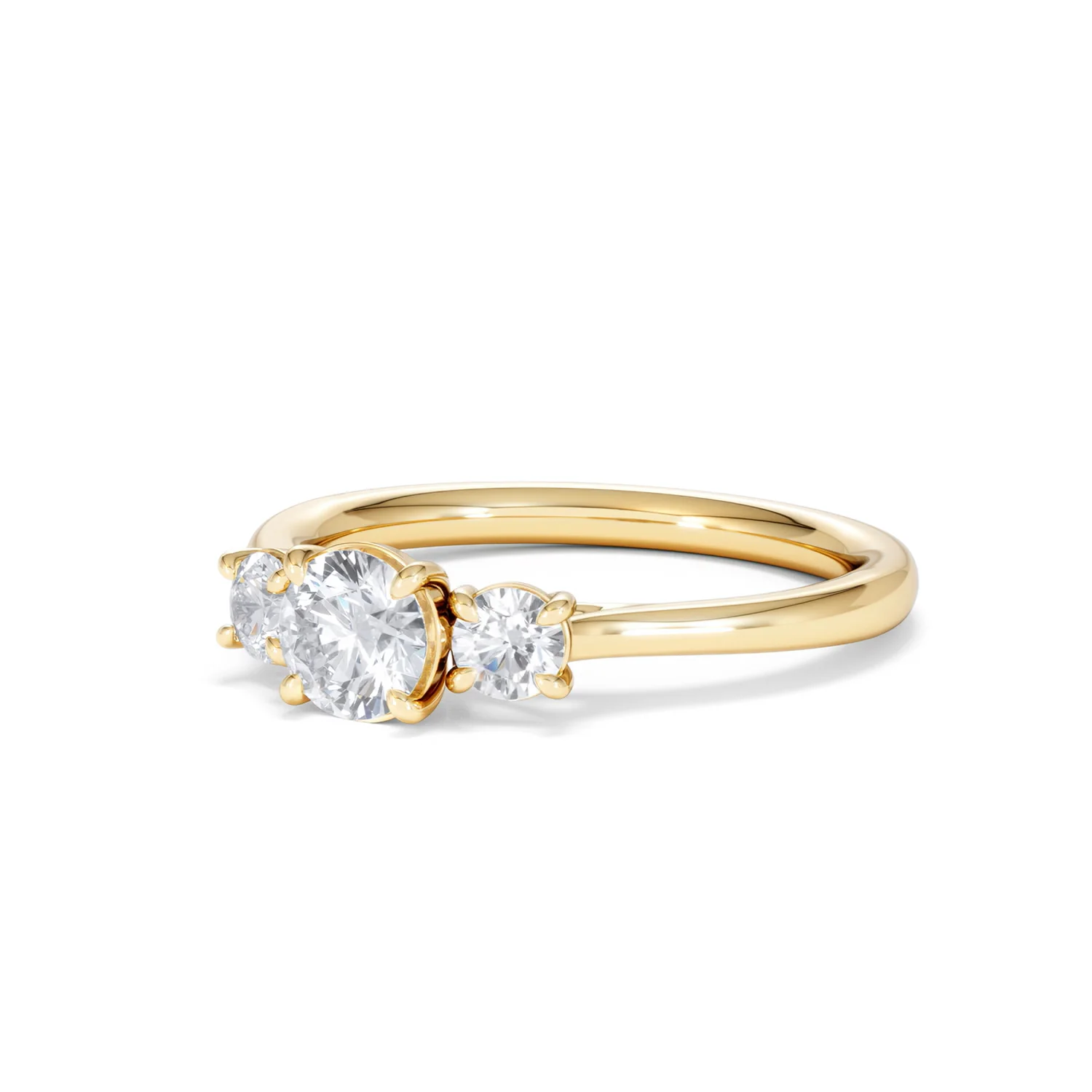 Evoke 3 Stone Round Cut Lab Diamond Ring 0.50ct in 9K Yellow Gold - Image 81