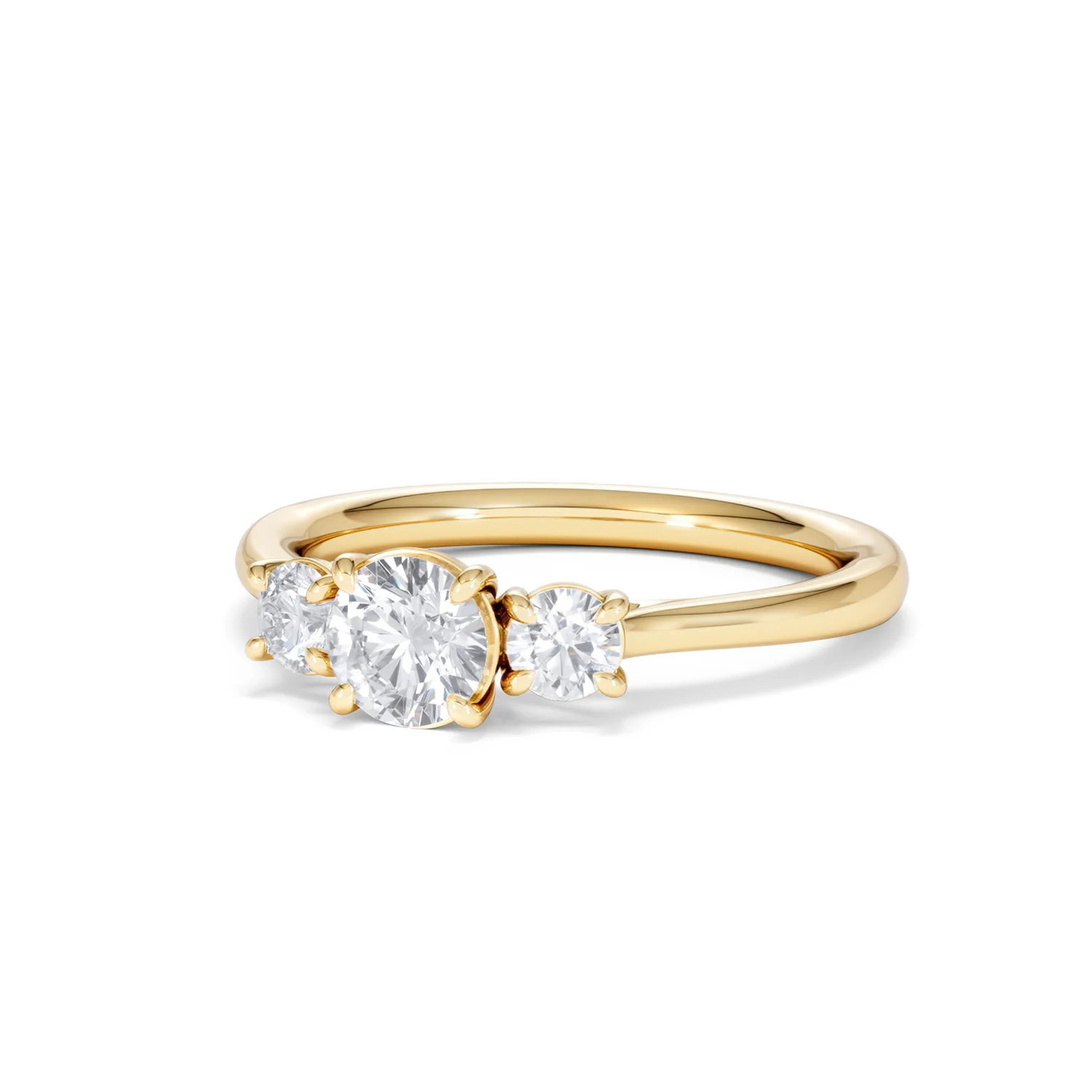 Evoke 3 Stone Round Cut Lab Diamond Ring 0.50ct in 9K Yellow Gold - Image 83