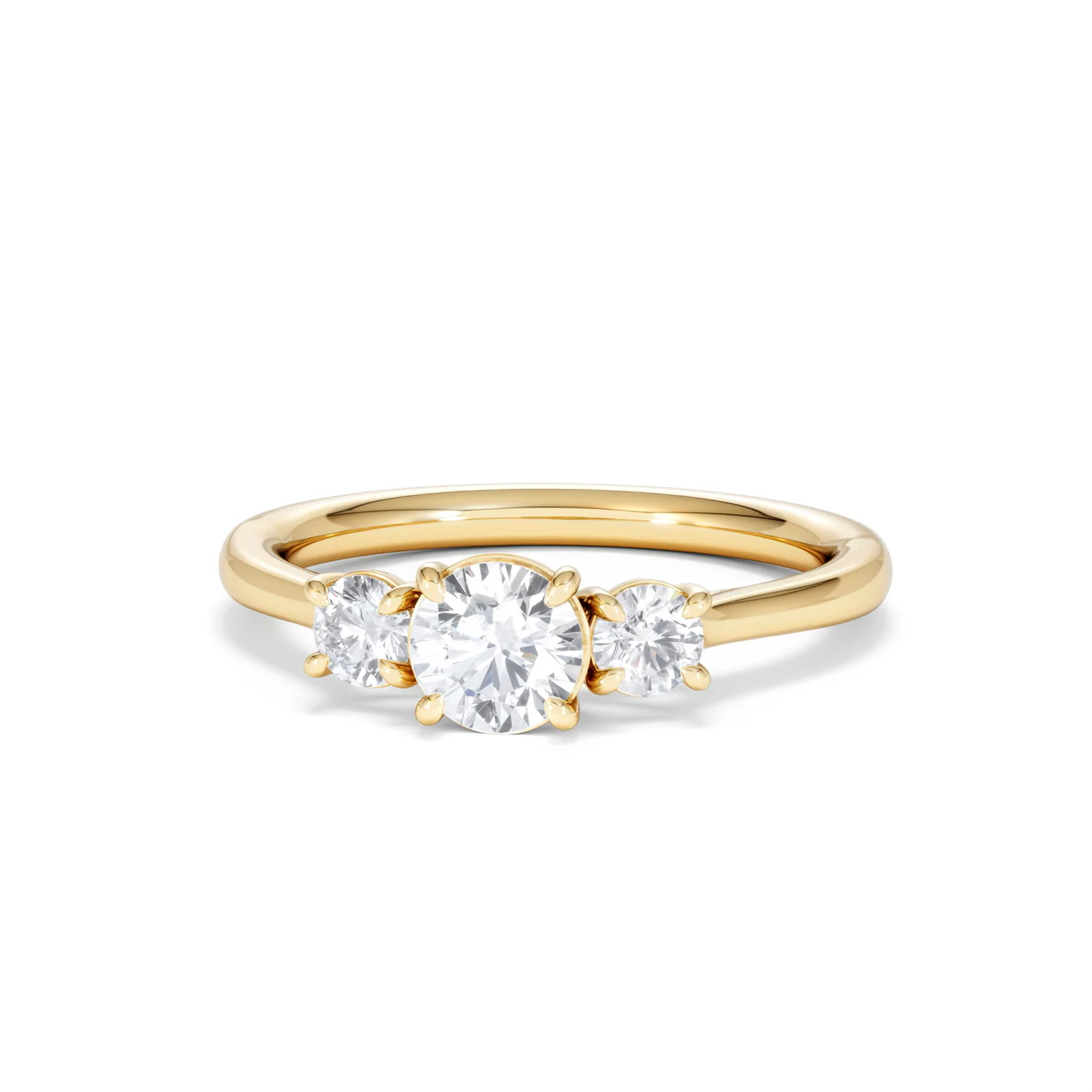 Evoke 3 Stone Round Cut Lab Diamond Ring 0.50ct in 9K Yellow Gold - Image 86