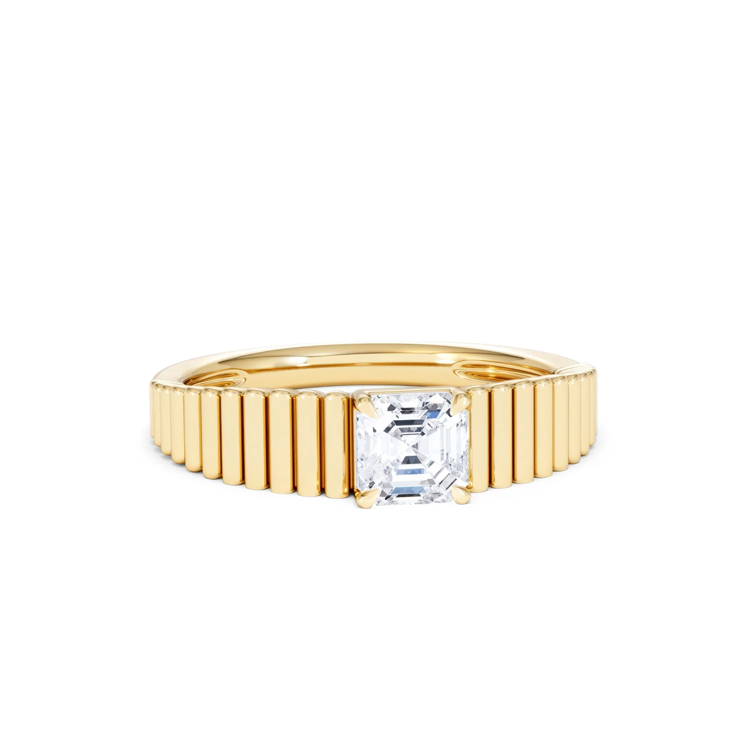 Flute 0.50ct Assher Cut Lab Grown Diamond Solitaire Ring 18K Yellow Gold - Image 11