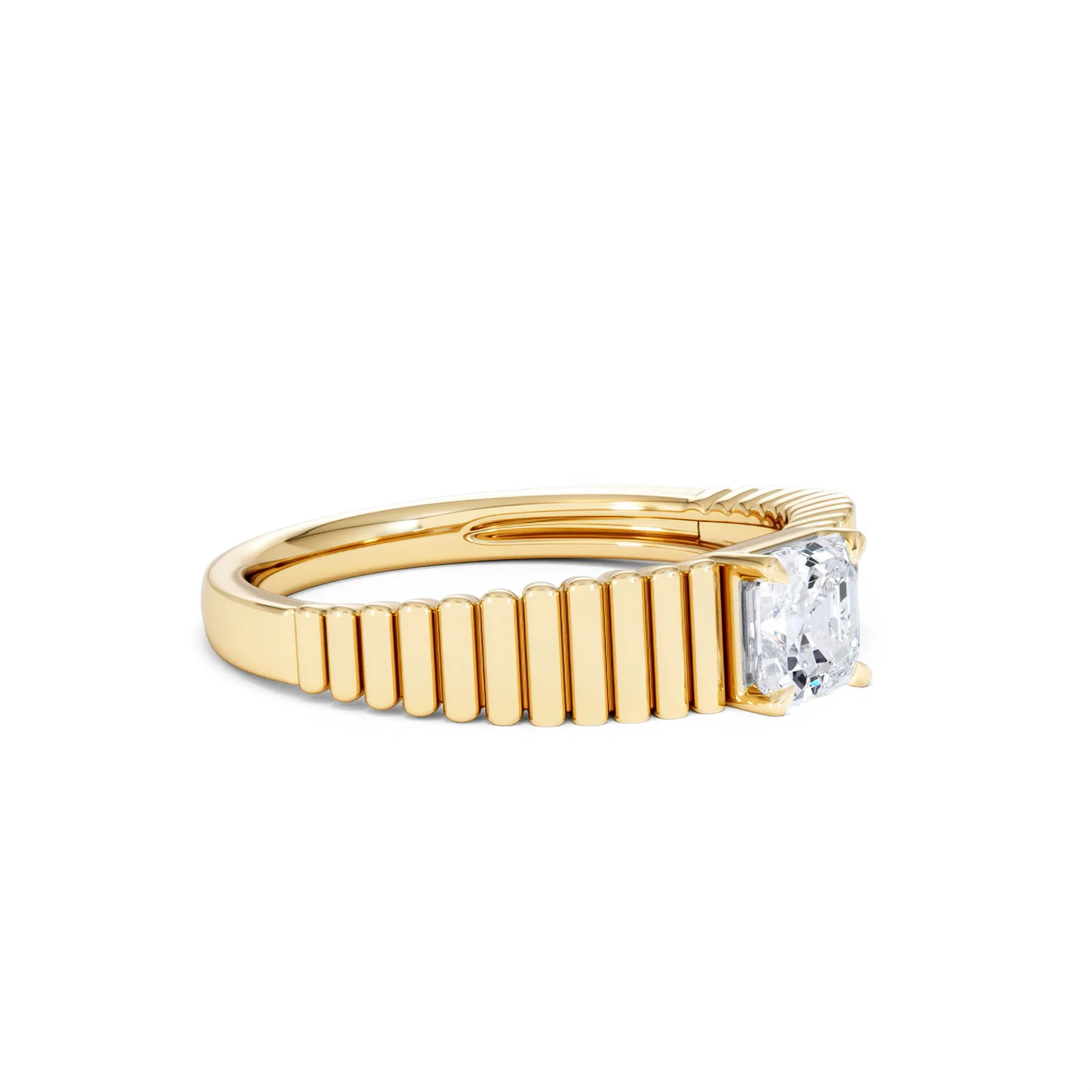 Flute 0.50ct Assher Cut Lab Grown Diamond Solitaire Ring 18K Yellow Gold - Image 20