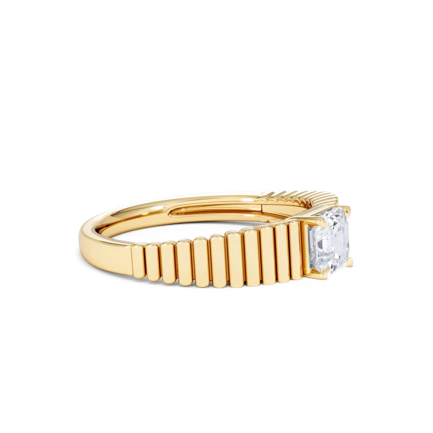 Flute 0.50ct Assher Cut Lab Grown Diamond Solitaire Ring 18K Yellow Gold - Image 22