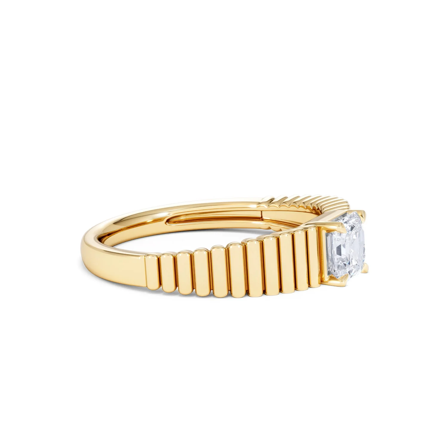 Flute 0.50ct Assher Cut Lab Grown Diamond Solitaire Ring 18K Yellow Gold - Image 23