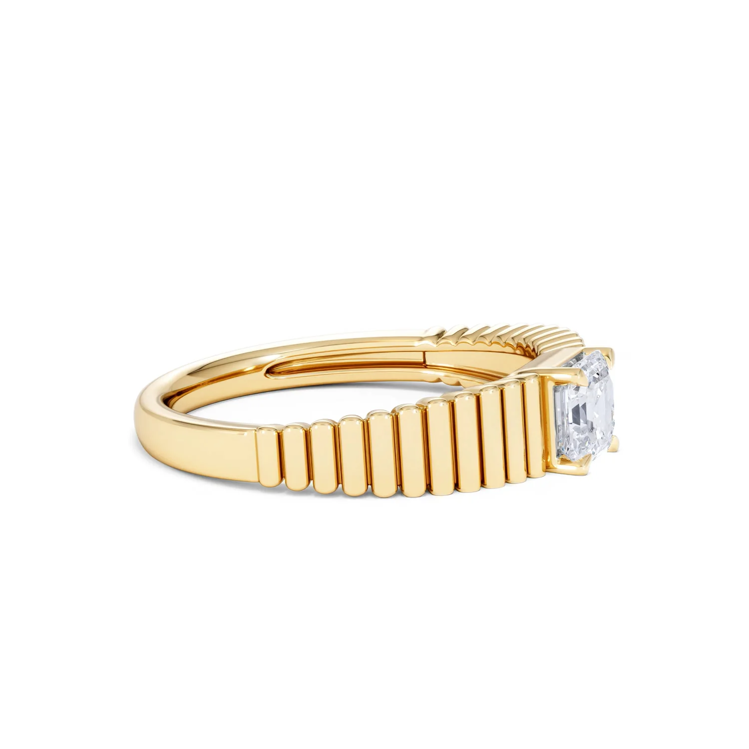 Flute 0.50ct Assher Cut Lab Grown Diamond Solitaire Ring 18K Yellow Gold - Image 24