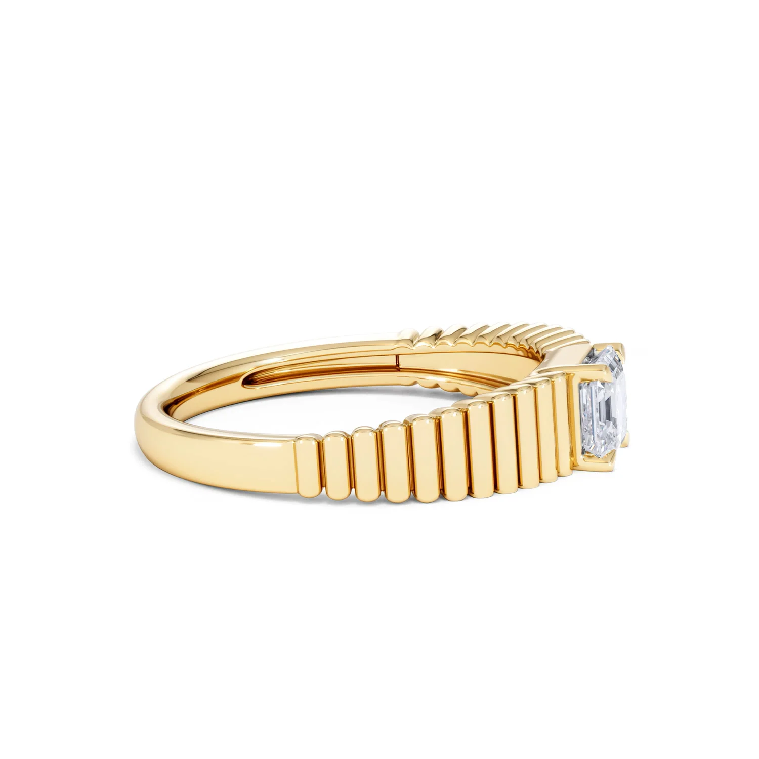 Flute 0.50ct Assher Cut Lab Grown Diamond Solitaire Ring 18K Yellow Gold - Image 26