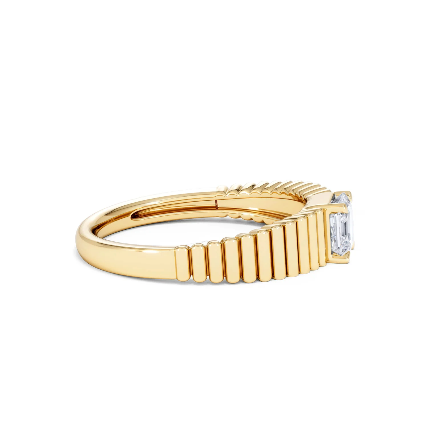 Flute 0.50ct Assher Cut Lab Grown Diamond Solitaire Ring 18K Yellow Gold - Image 27