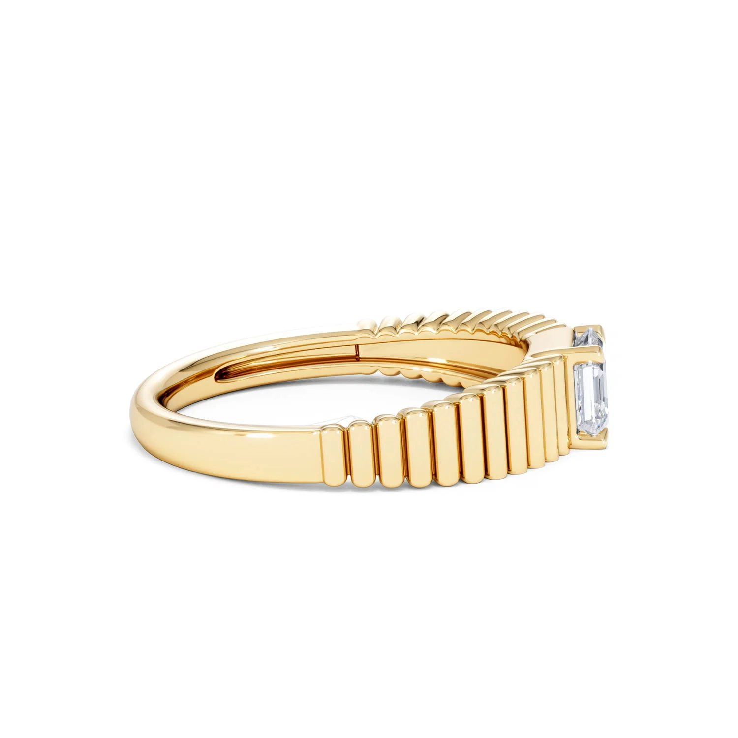 Flute 0.50ct Assher Cut Lab Grown Diamond Solitaire Ring 18K Yellow Gold - Image 28