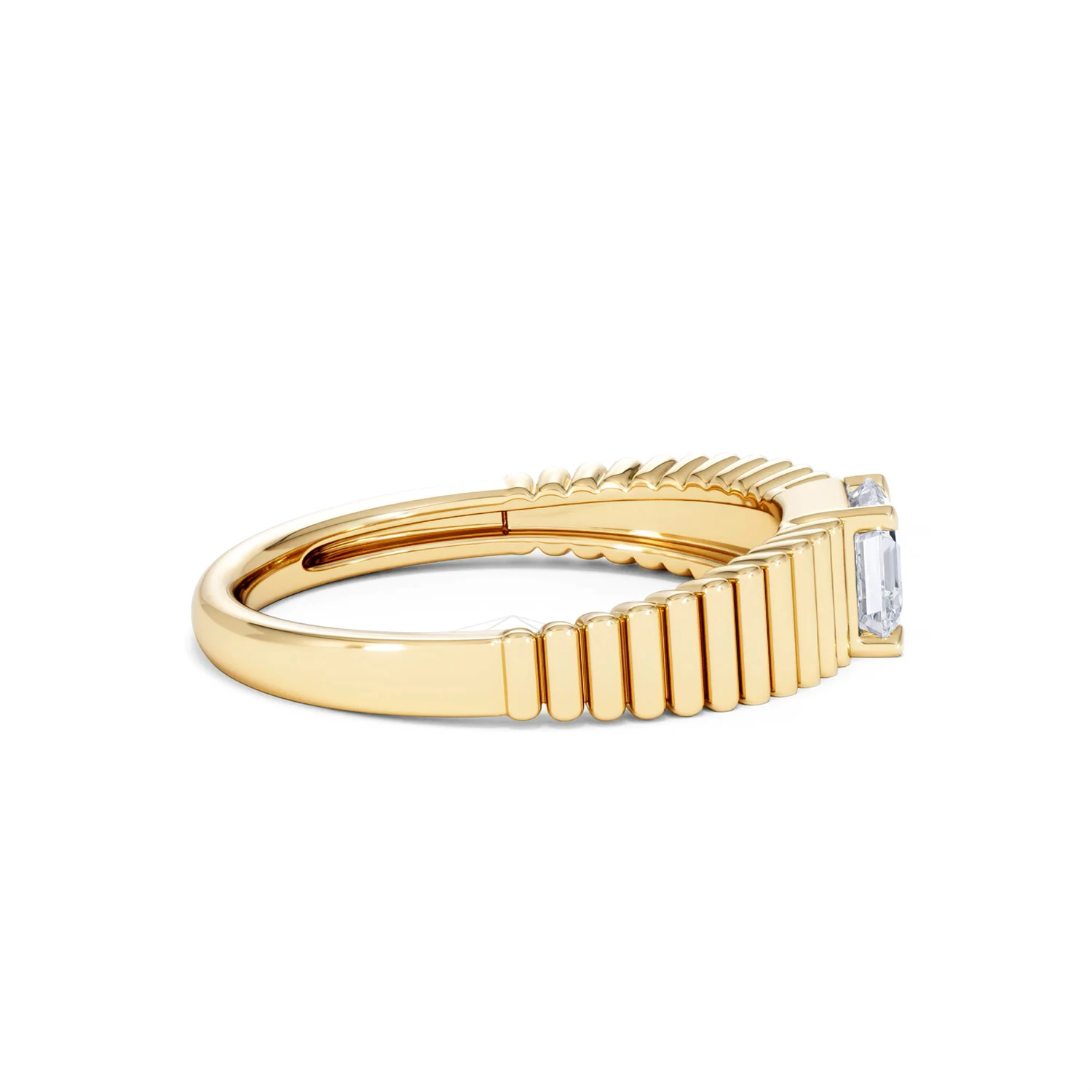 Flute 0.50ct Assher Cut Lab Grown Diamond Solitaire Ring 18K Yellow Gold - Image 29