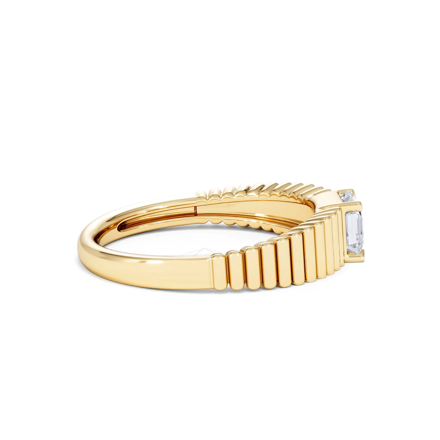 Flute 0.50ct Assher Cut Lab Grown Diamond Solitaire Ring 18K Yellow Gold - Image 30
