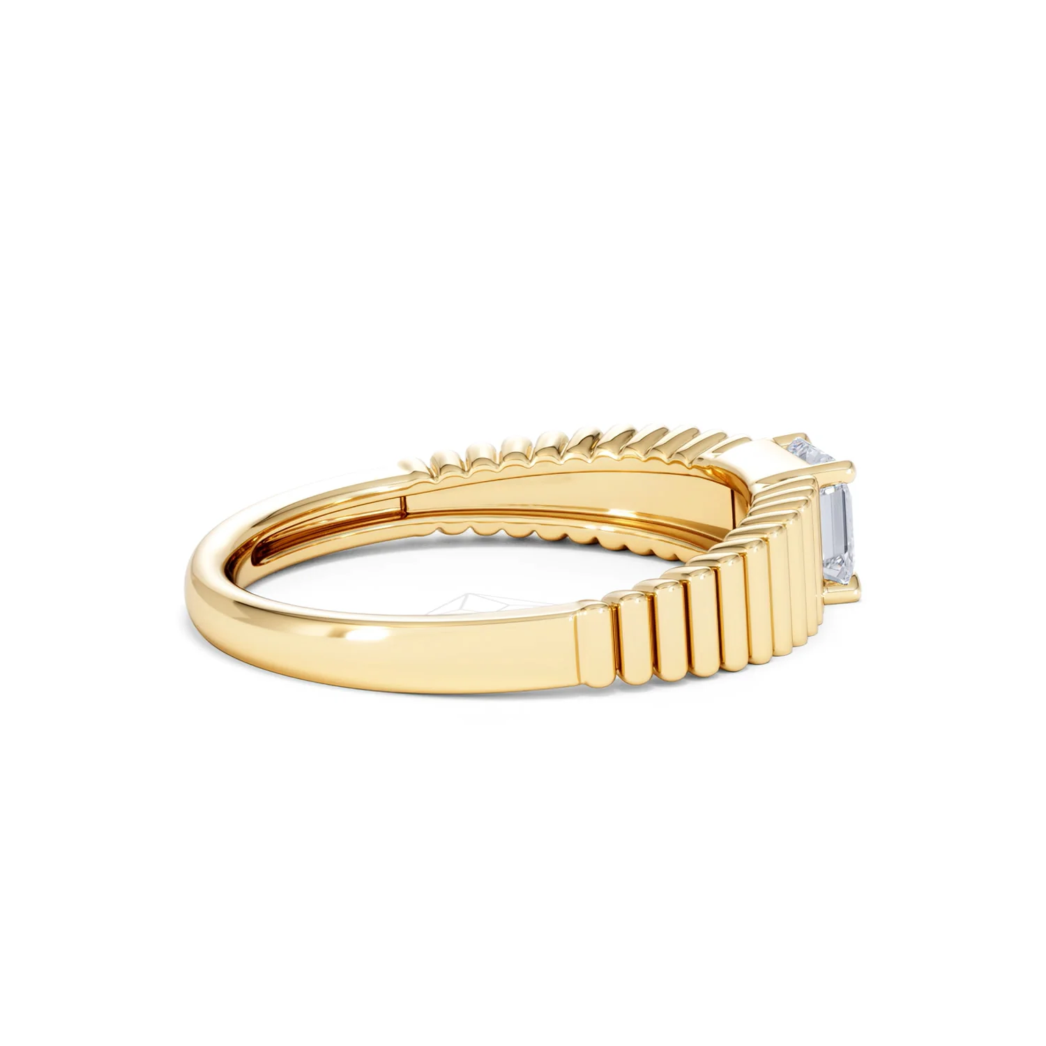 Flute 0.50ct Assher Cut Lab Grown Diamond Solitaire Ring 18K Yellow Gold - Image 33