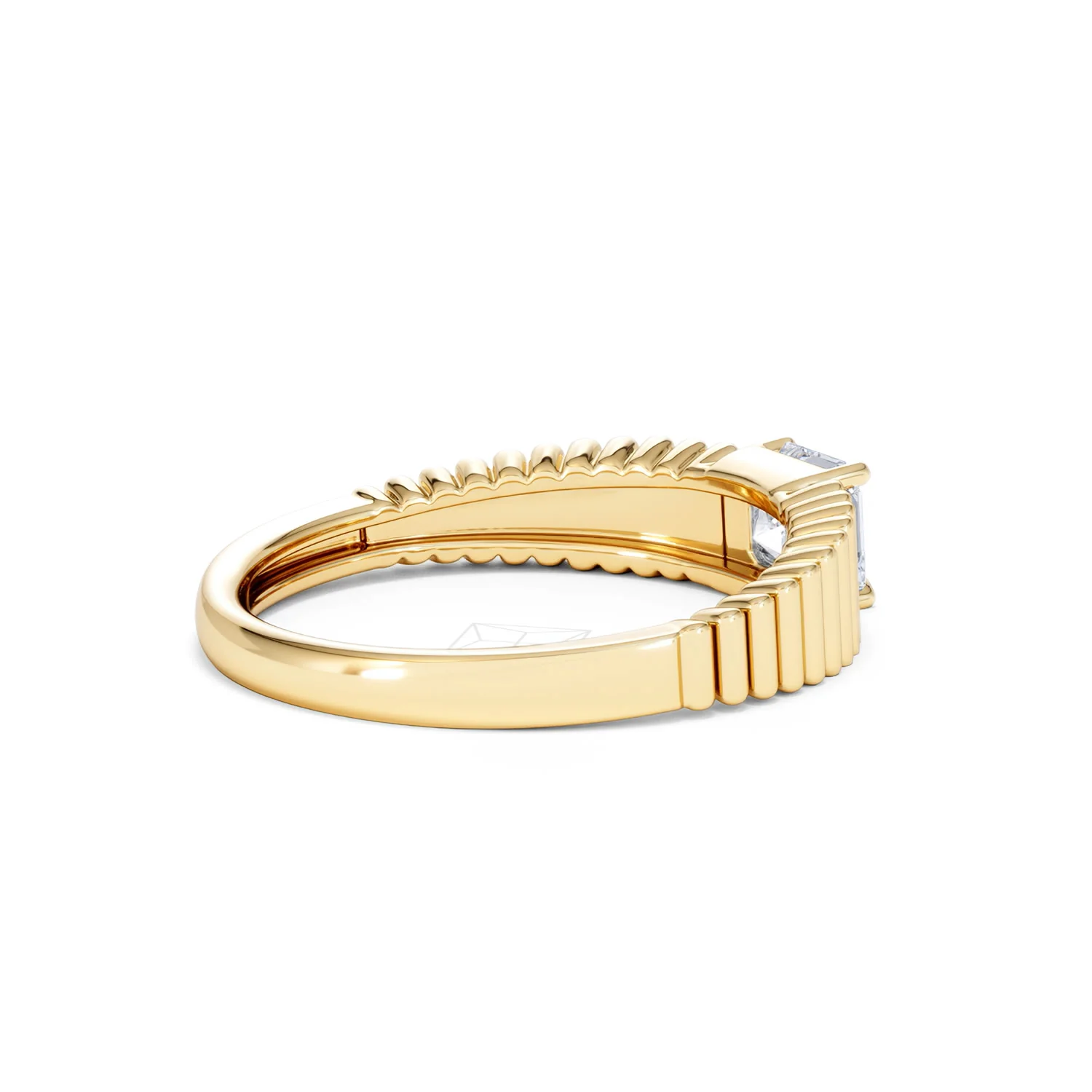 Flute 0.50ct Assher Cut Lab Grown Diamond Solitaire Ring 18K Yellow Gold - Image 36