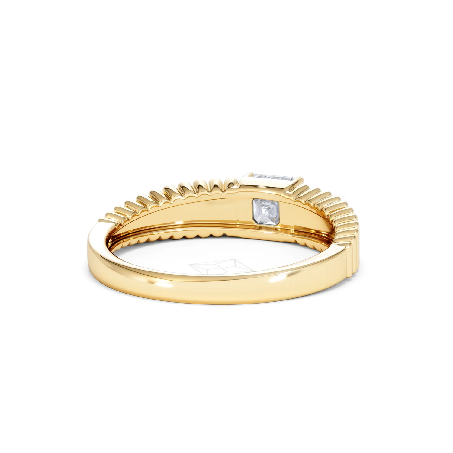Flute 0.50ct Assher Cut Lab Grown Diamond Solitaire Ring 18K Yellow Gold - Image 44
