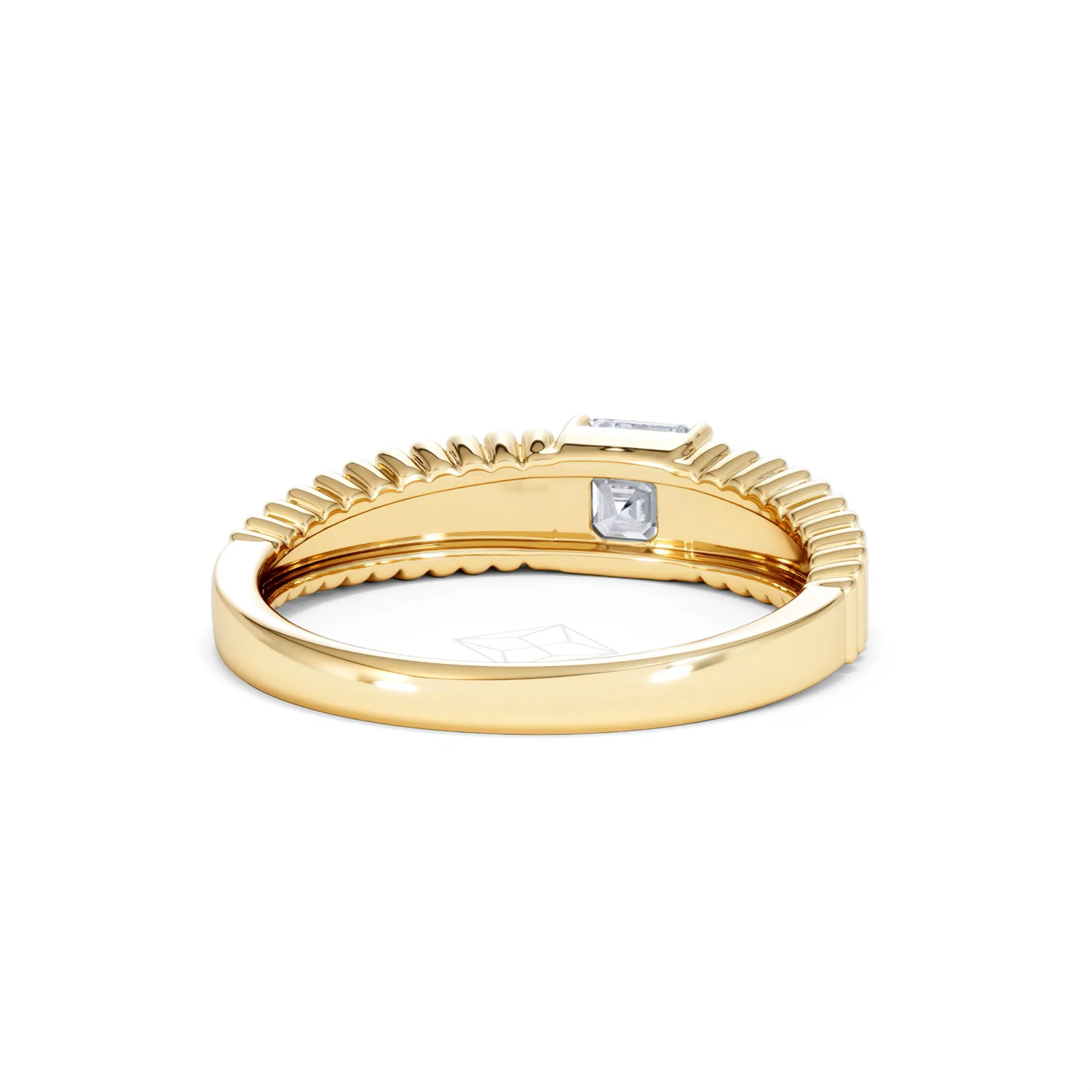 Flute 0.50ct Assher Cut Lab Grown Diamond Solitaire Ring 18K Yellow Gold - Image 45