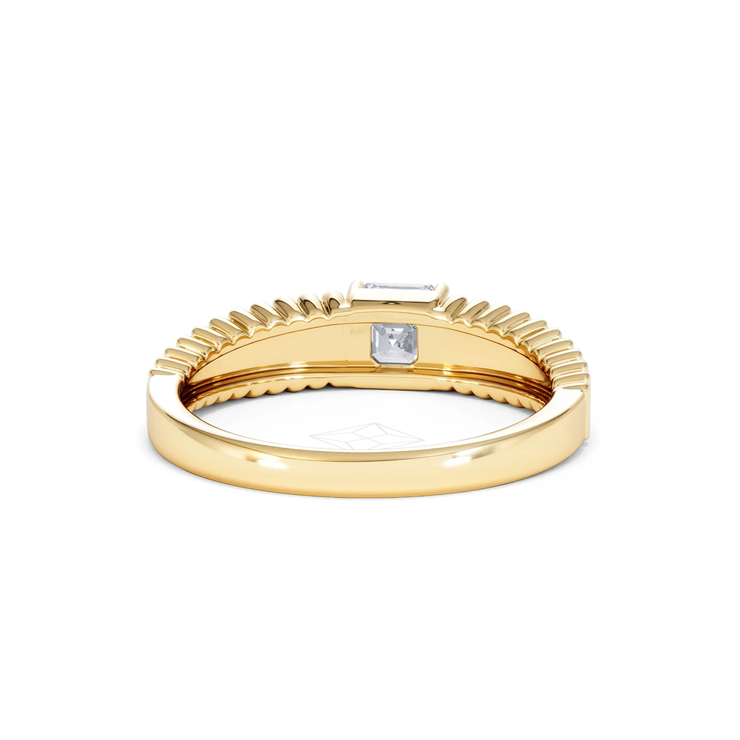 Flute 0.50ct Assher Cut Lab Grown Diamond Solitaire Ring 18K Yellow Gold - Image 47
