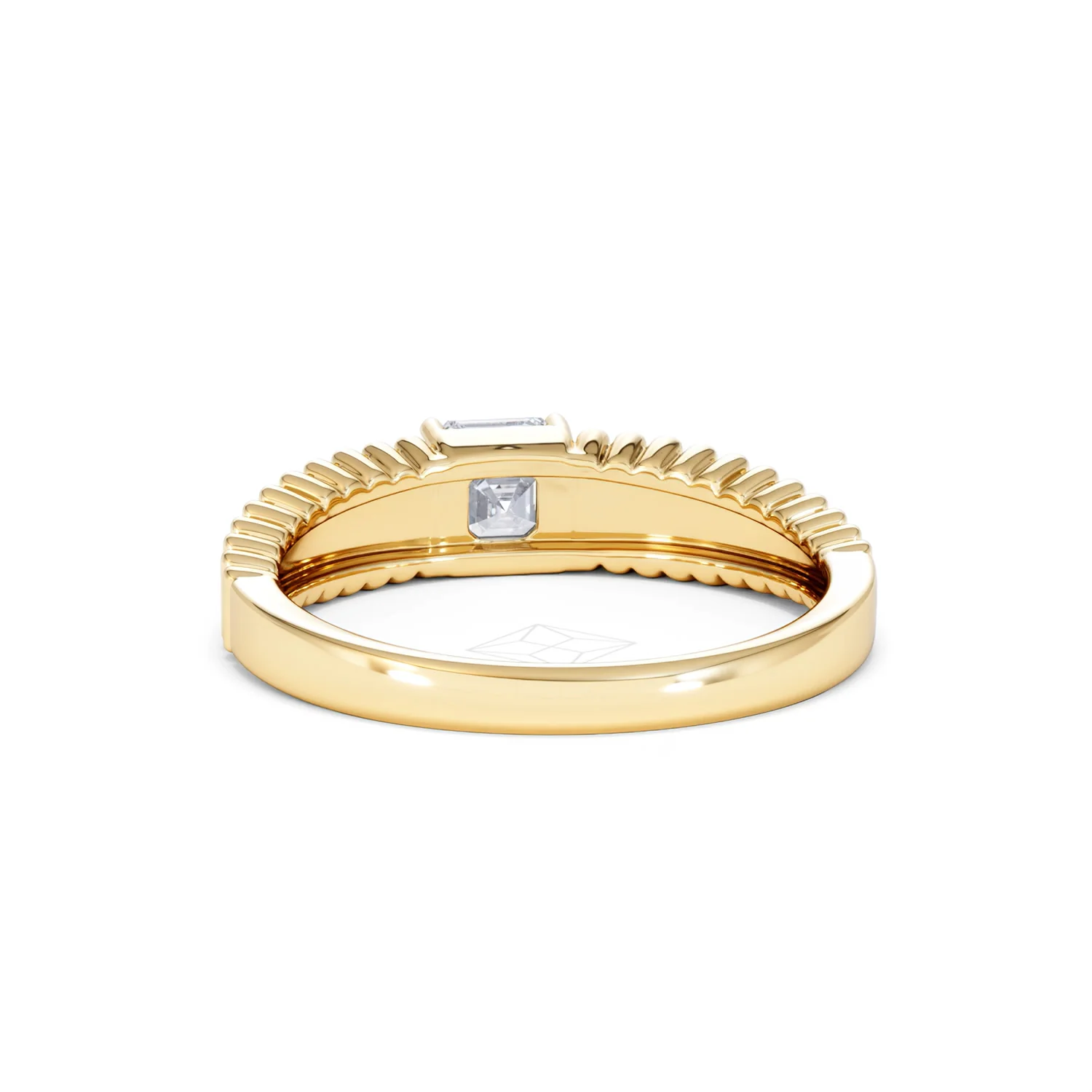 Flute 0.50ct Assher Cut Lab Grown Diamond Solitaire Ring 18K Yellow Gold - Image 51