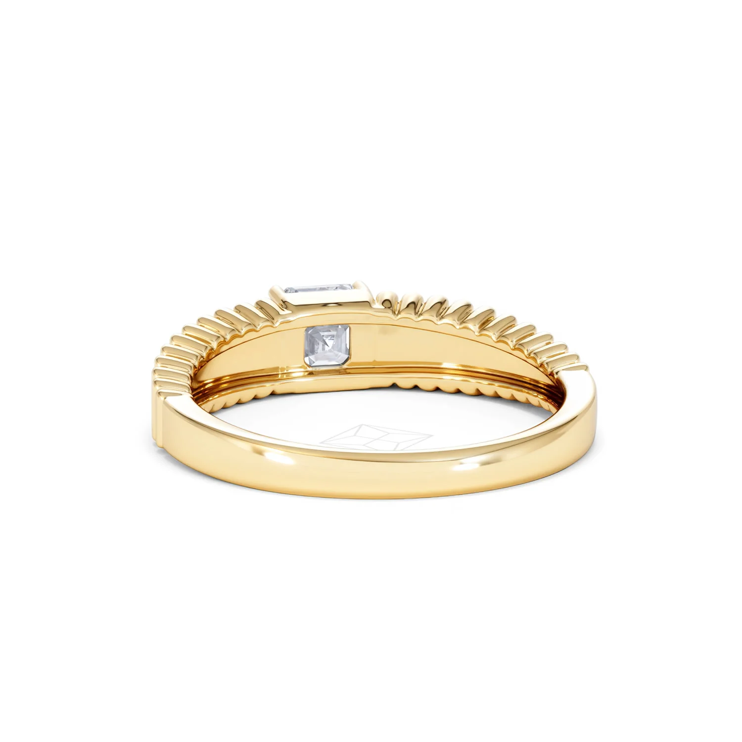 Flute 0.50ct Assher Cut Lab Grown Diamond Solitaire Ring 18K Yellow Gold - Image 52