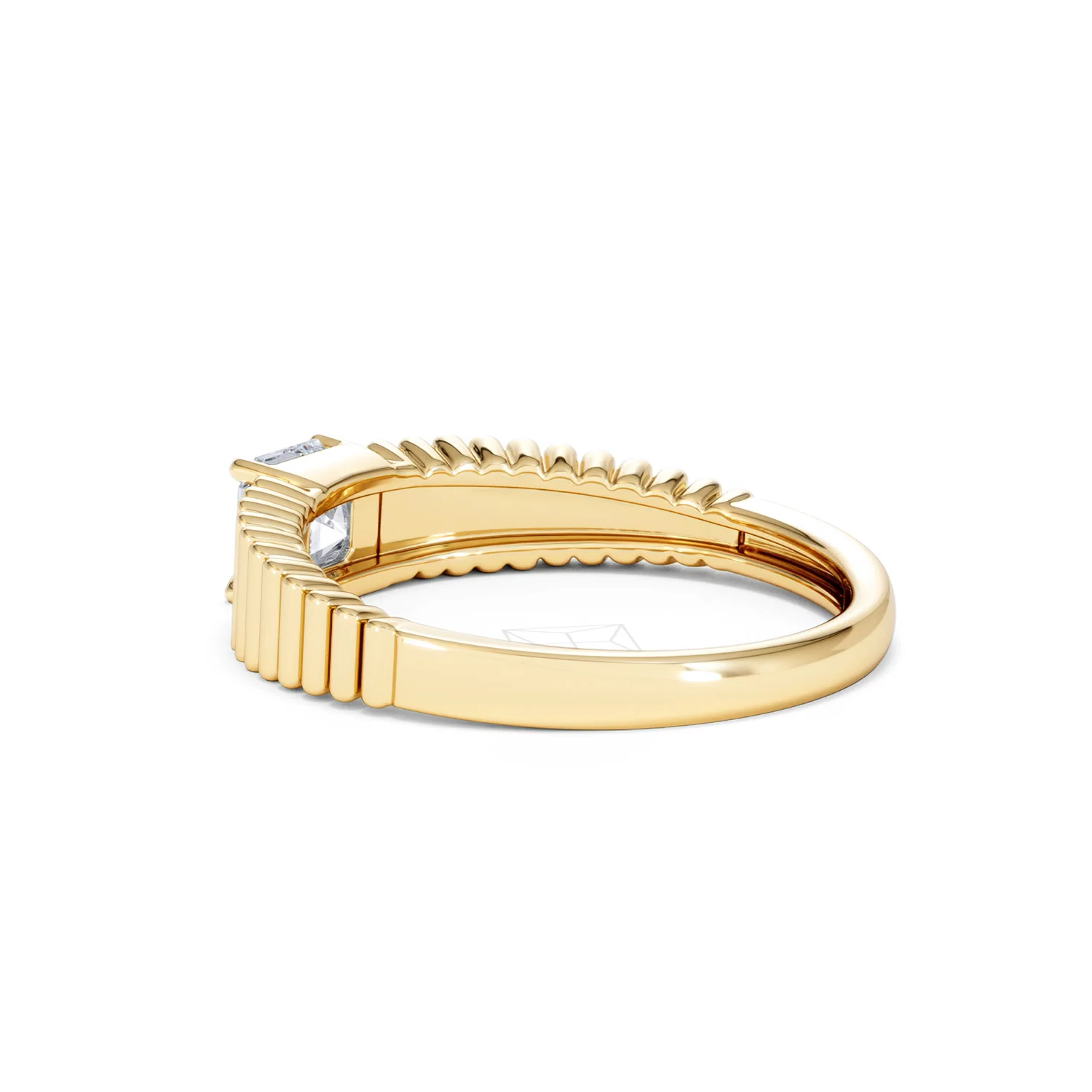 Flute 0.50ct Assher Cut Lab Grown Diamond Solitaire Ring 18K Yellow Gold - Image 61