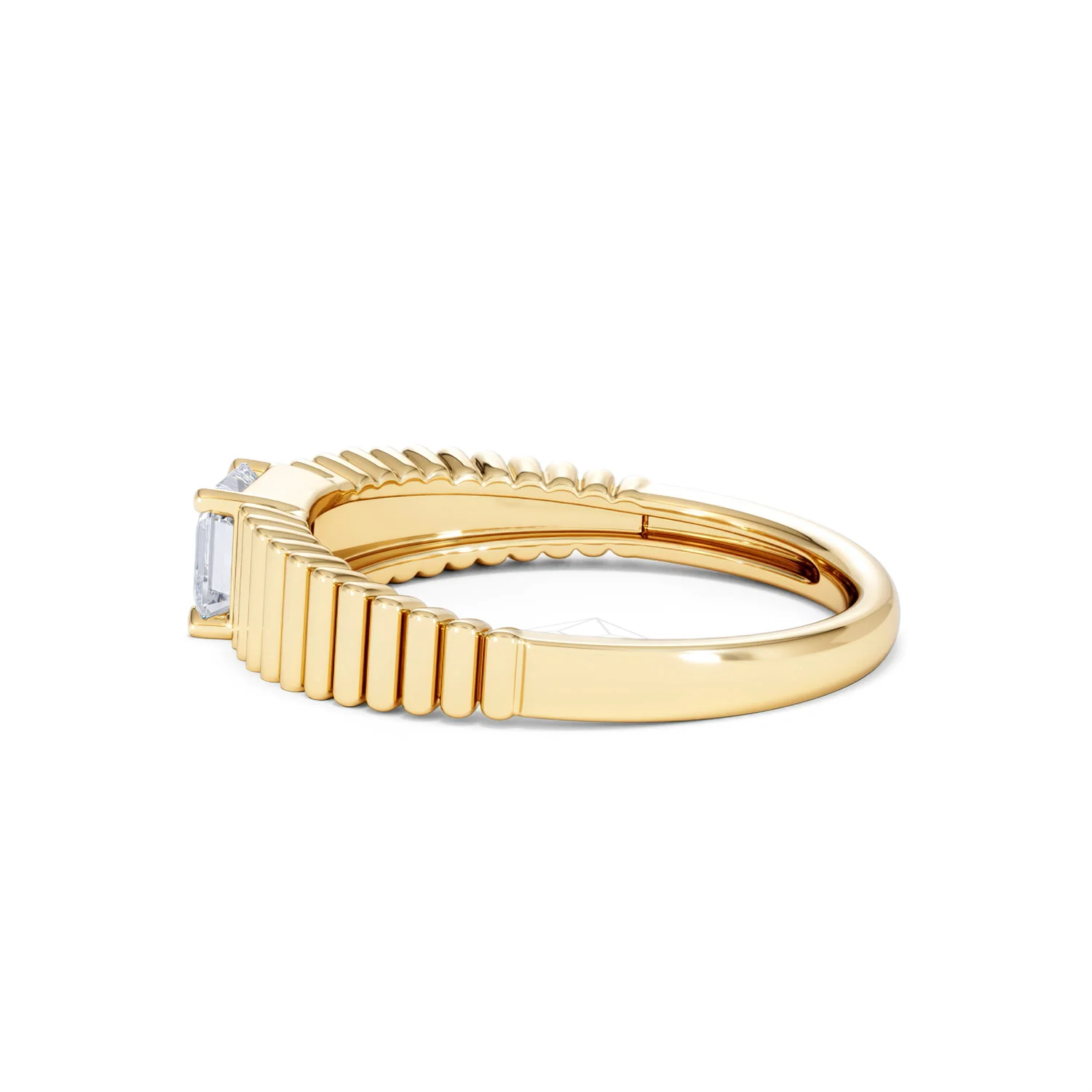 Flute 0.50ct Assher Cut Lab Grown Diamond Solitaire Ring 18K Yellow Gold - Image 66