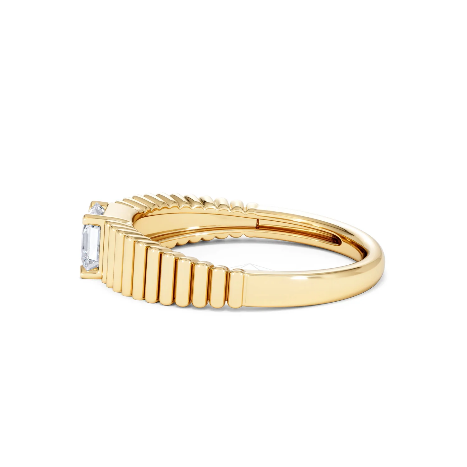 Flute 0.50ct Assher Cut Lab Grown Diamond Solitaire Ring 18K Yellow Gold - Image 68