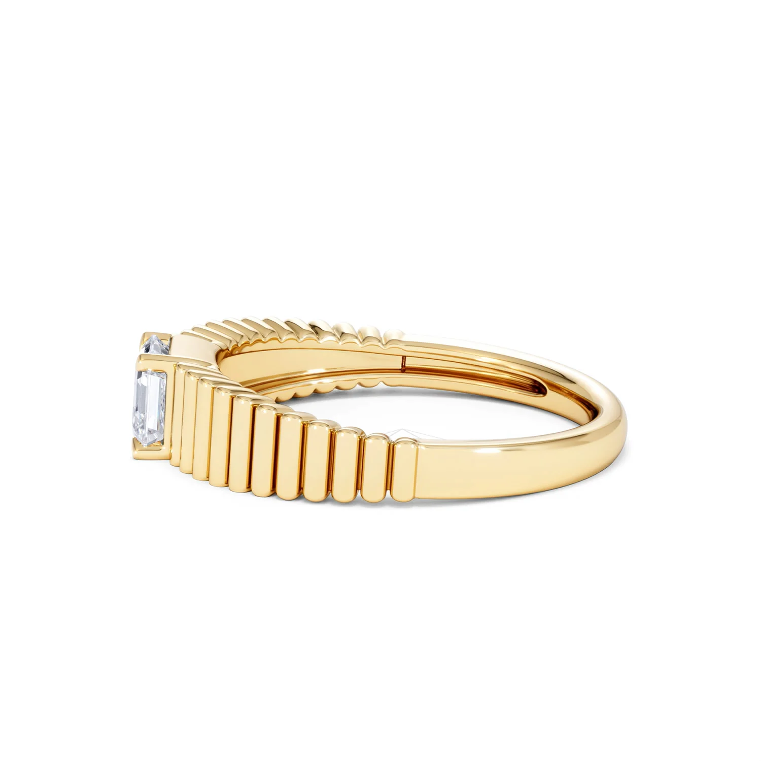 Flute 0.50ct Assher Cut Lab Grown Diamond Solitaire Ring 18K Yellow Gold - Image 69