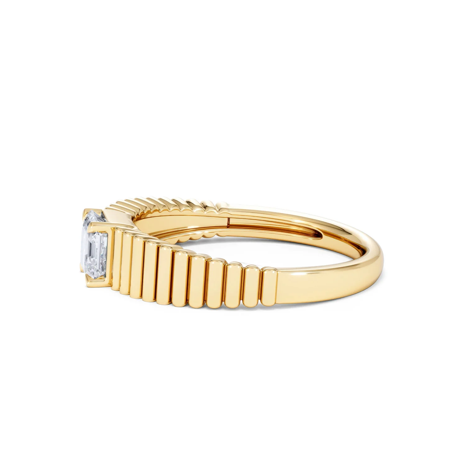 Flute 0.50ct Assher Cut Lab Grown Diamond Solitaire Ring 18K Yellow Gold - Image 71