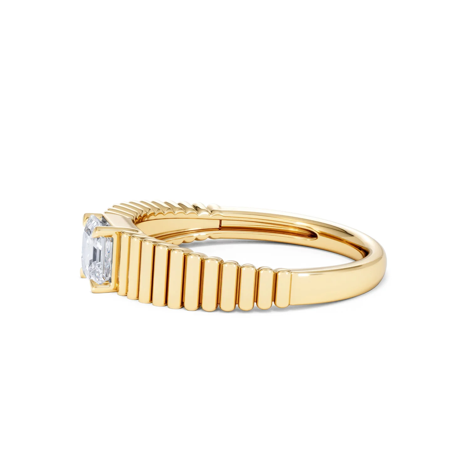 Flute 0.50ct Assher Cut Lab Grown Diamond Solitaire Ring 18K Yellow Gold - Image 72