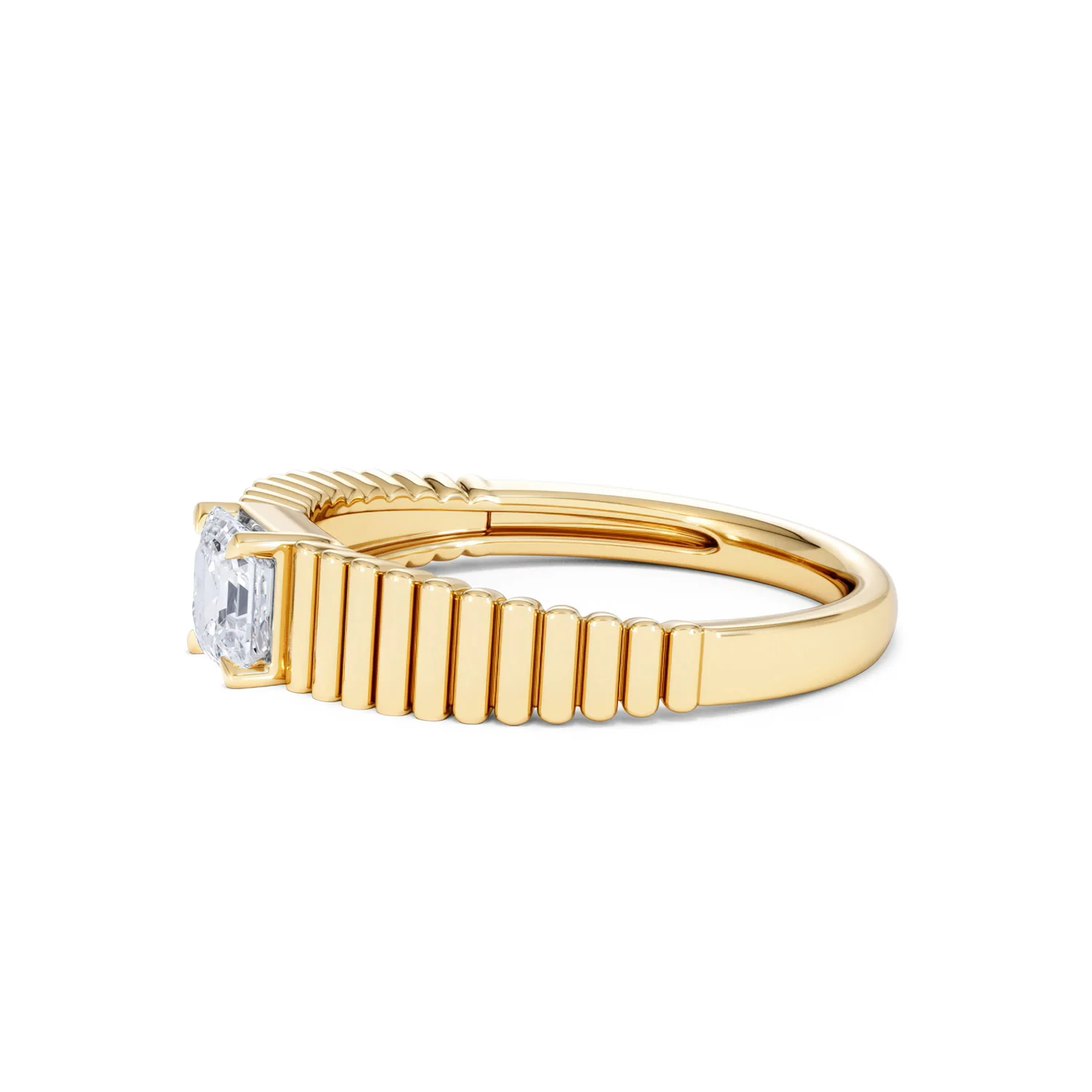 Flute 0.50ct Assher Cut Lab Grown Diamond Solitaire Ring 18K Yellow Gold - Image 73