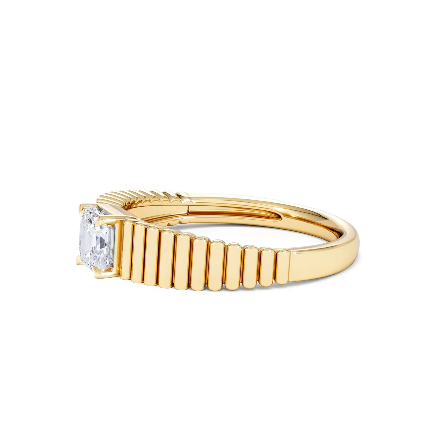 Flute 0.50ct Assher Cut Lab Grown Diamond Solitaire Ring 18K Yellow Gold - Image 74