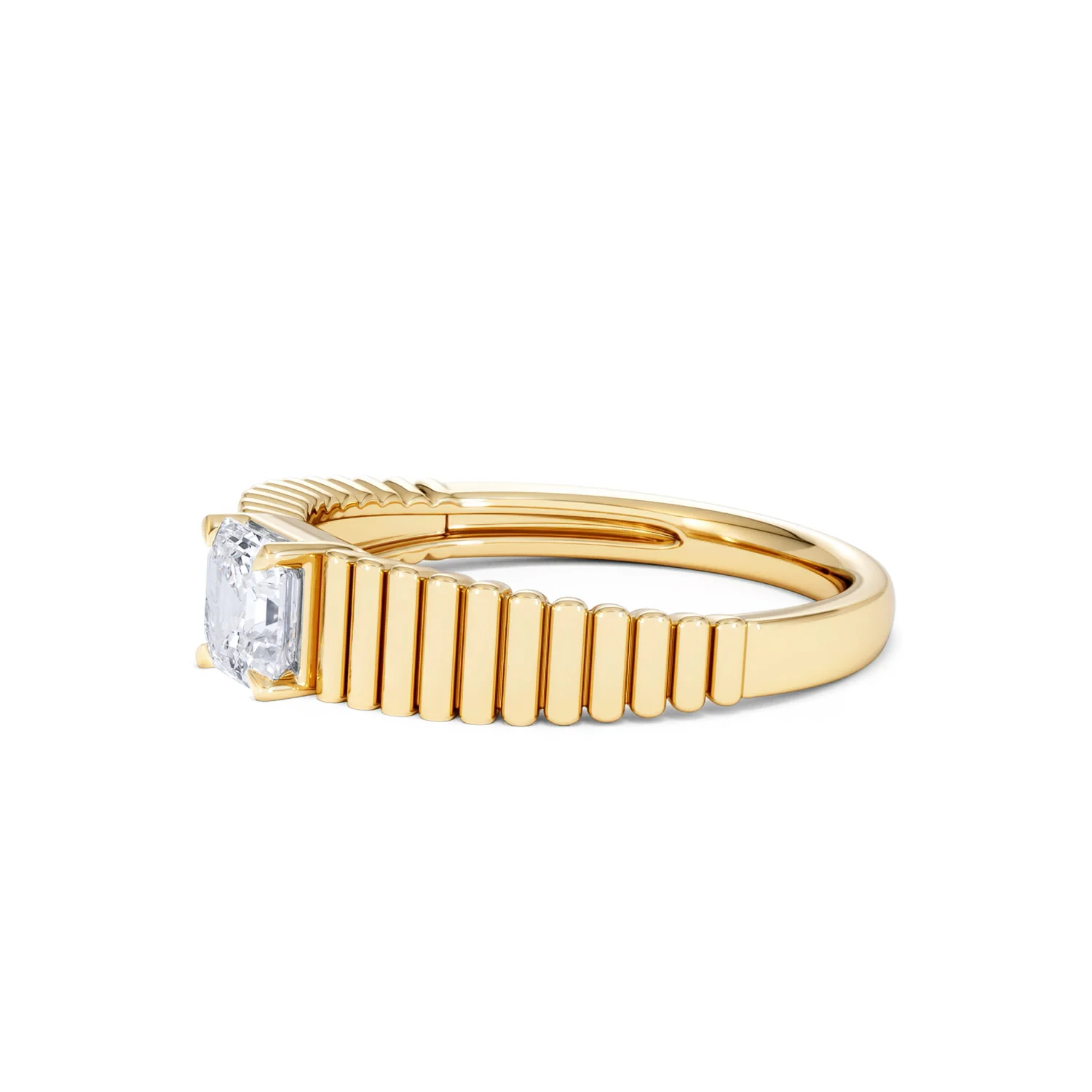 Flute 0.50ct Assher Cut Lab Grown Diamond Solitaire Ring 18K Yellow Gold - Image 75