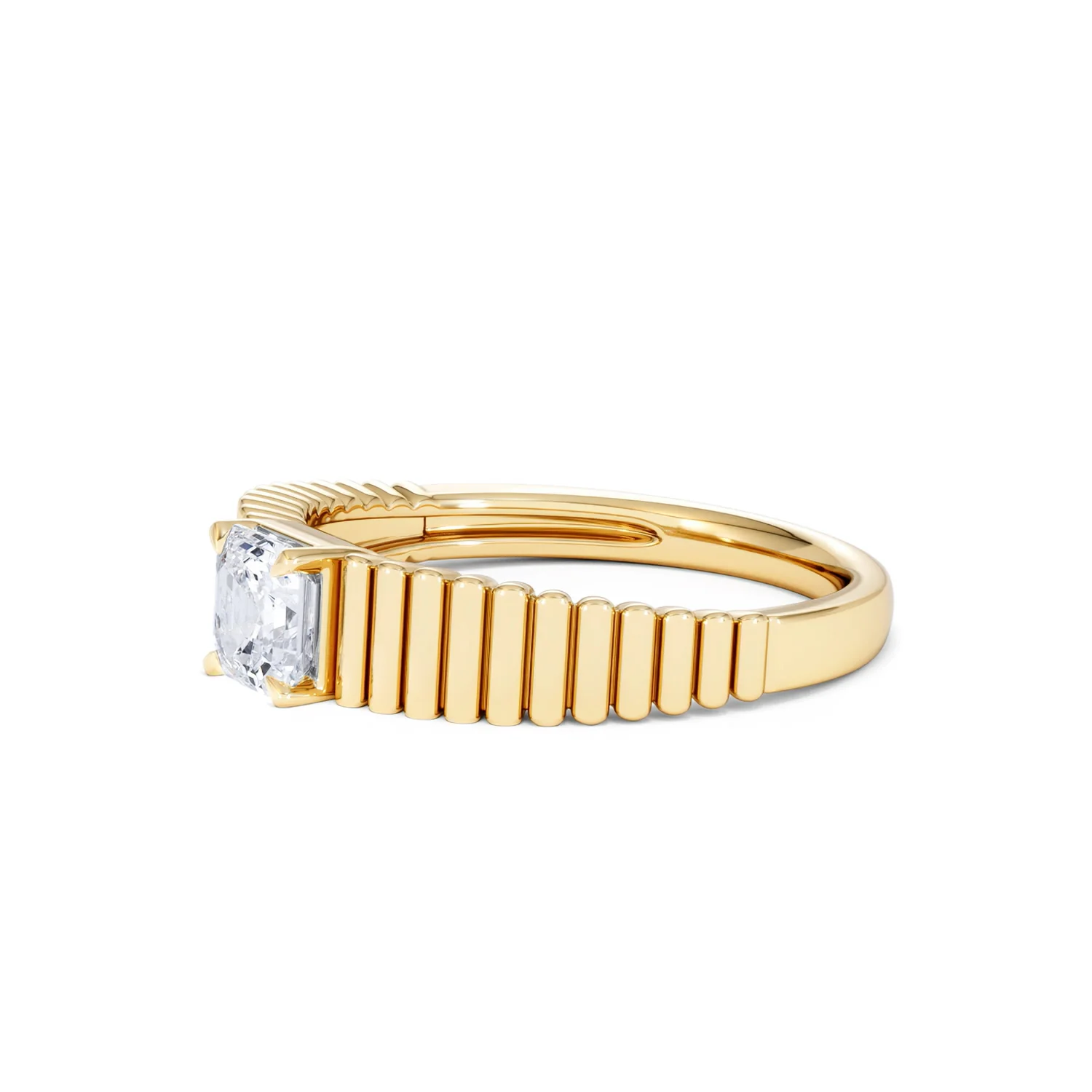 Flute 0.50ct Assher Cut Lab Grown Diamond Solitaire Ring 18K Yellow Gold - Image 76