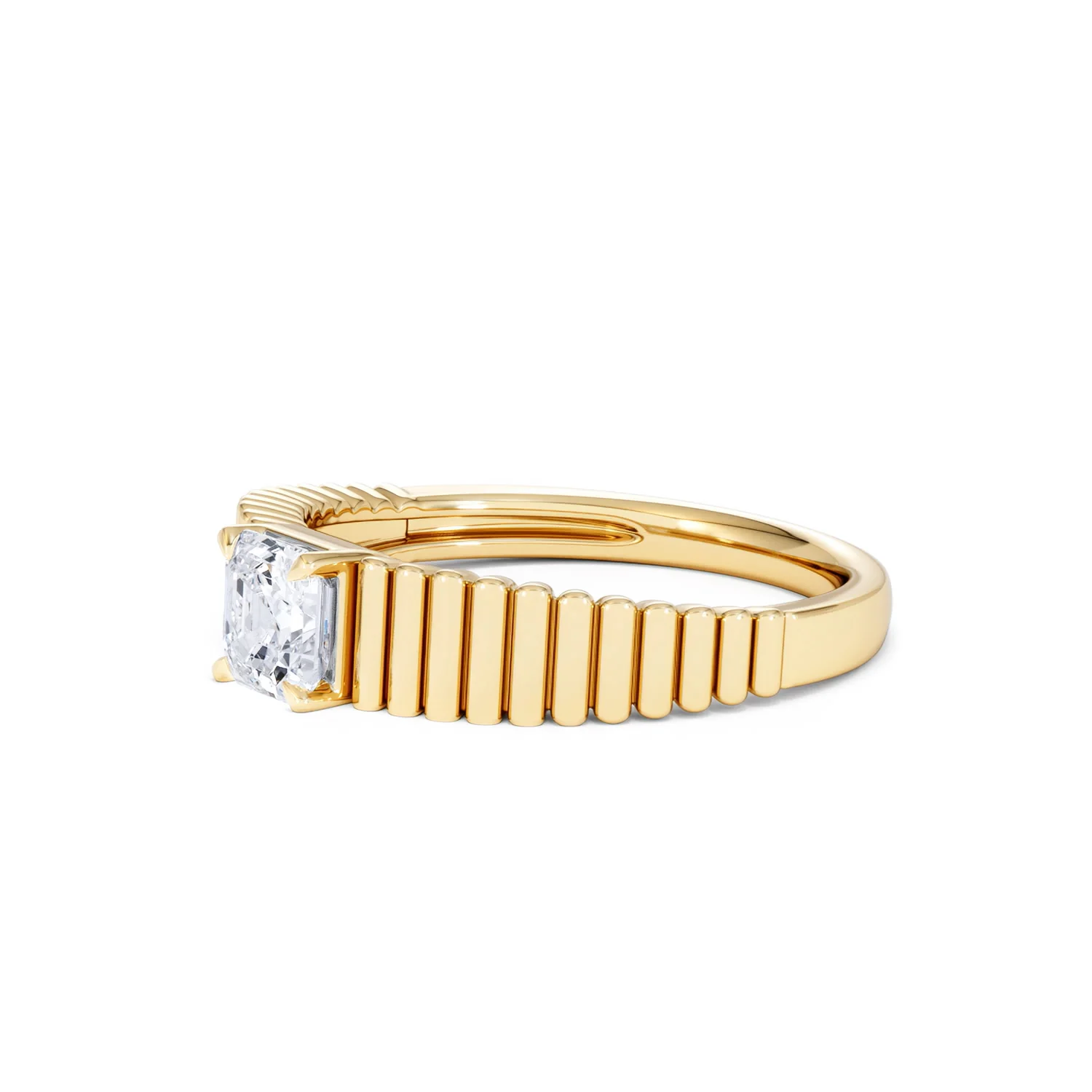 Flute 0.50ct Assher Cut Lab Grown Diamond Solitaire Ring 18K Yellow Gold - Image 77