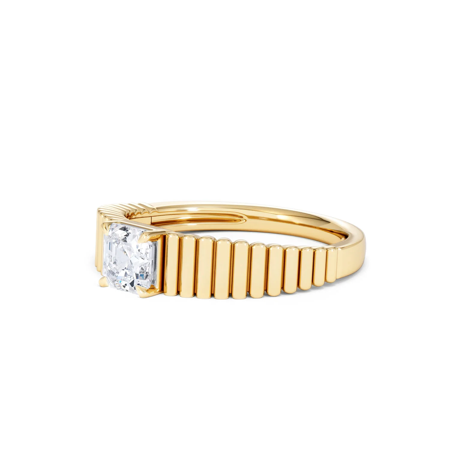 Flute 0.50ct Assher Cut Lab Grown Diamond Solitaire Ring 18K Yellow Gold - Image 79
