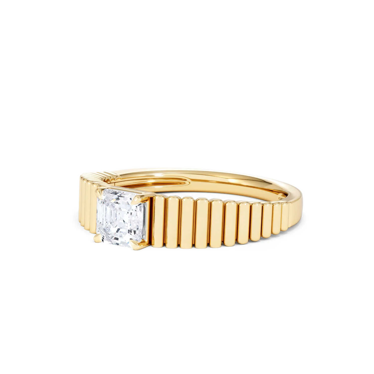 Flute 0.50ct Assher Cut Lab Grown Diamond Solitaire Ring 18K Yellow Gold - Image 81