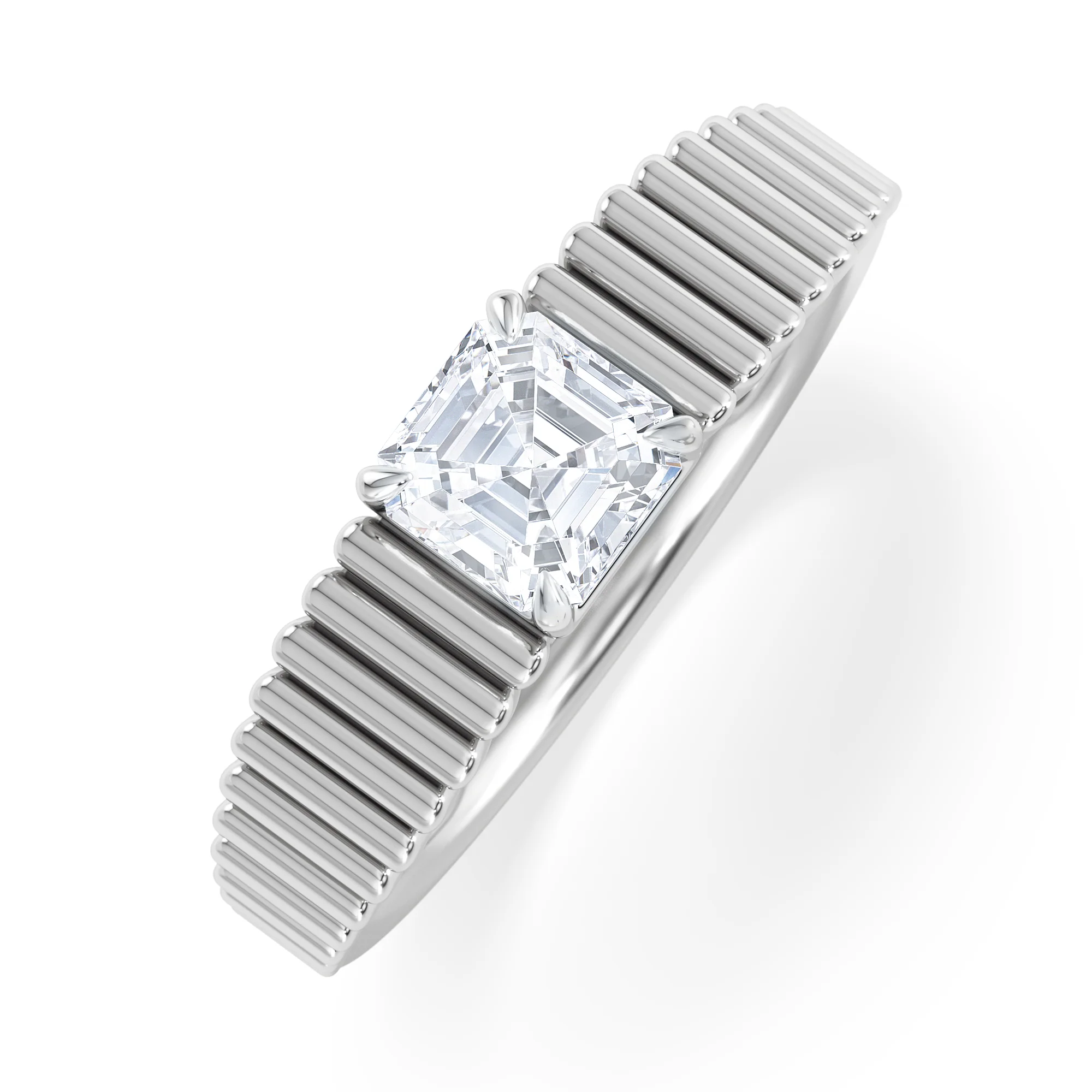 Flute 0.50ct Assher Cut Lab Grown Diamond Solitaire Ring in Platinum