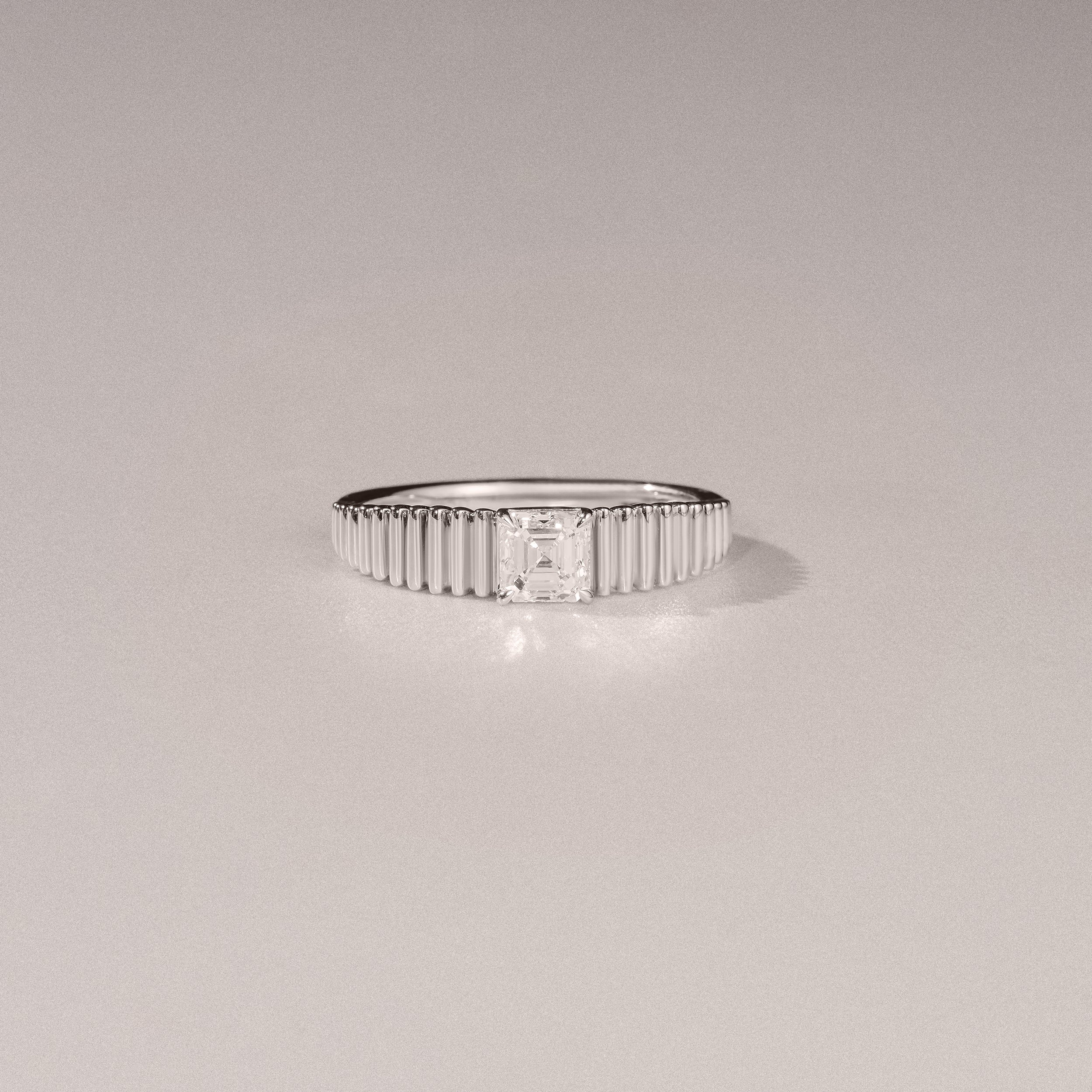 Flute 0.50ct Assher Cut Lab Grown Diamond Solitaire Ring in Platinum - Image 6