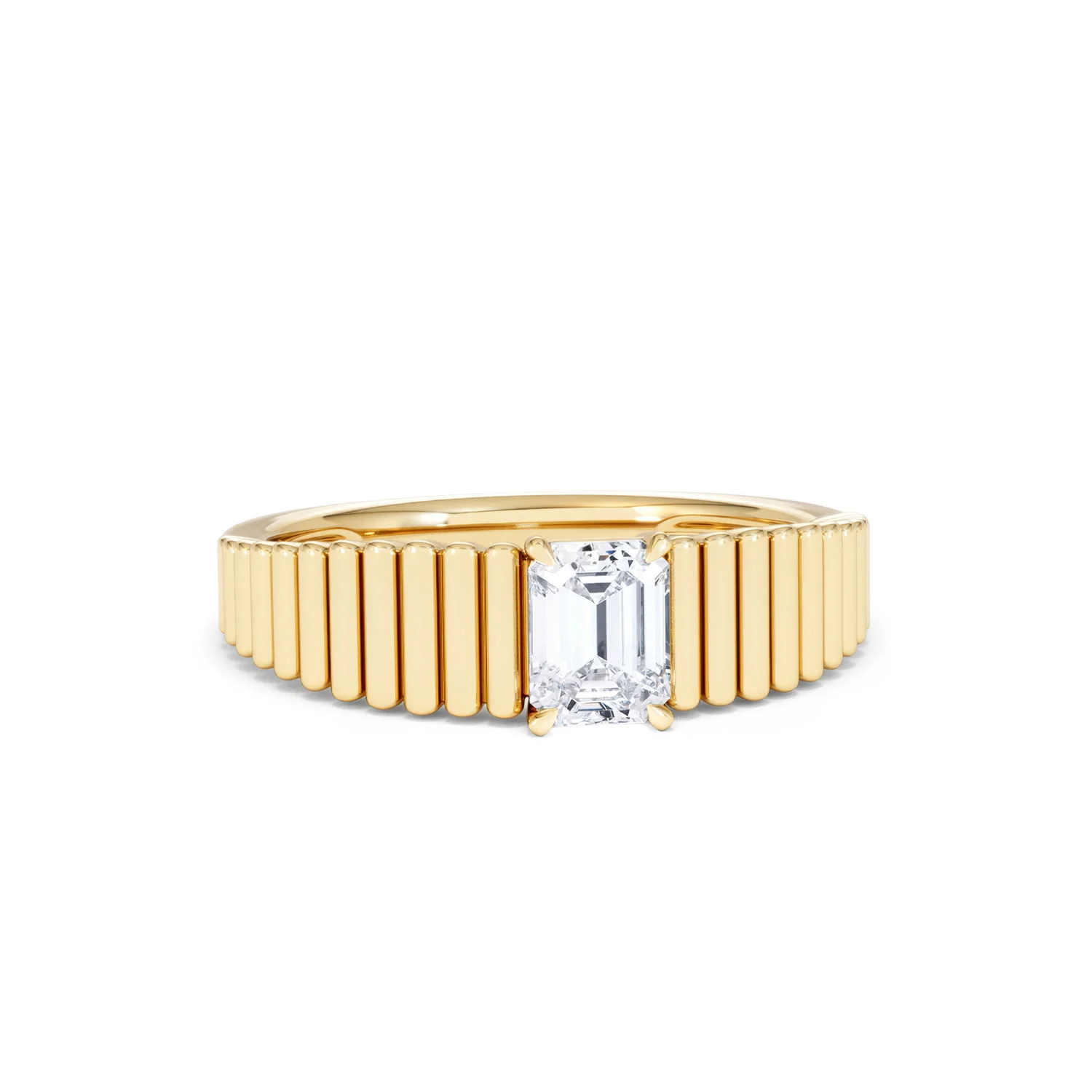 Flute 0.50ct Emerald Cut Lab Grown Diamond Solitaire Ring 18K Yellow Gold - Image 11