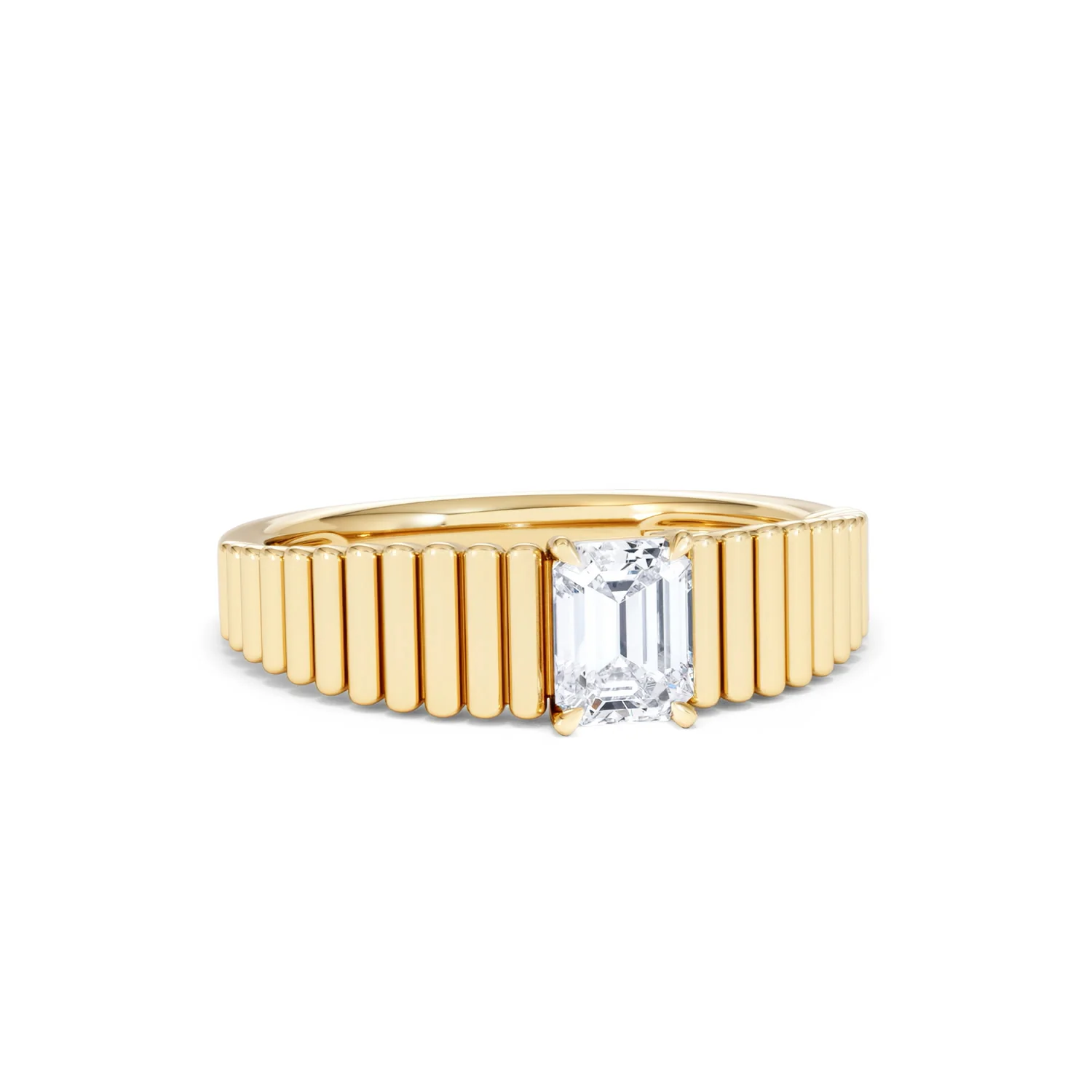 Flute 0.50ct Emerald Cut Lab Grown Diamond Solitaire Ring 18K Yellow Gold - Image 12